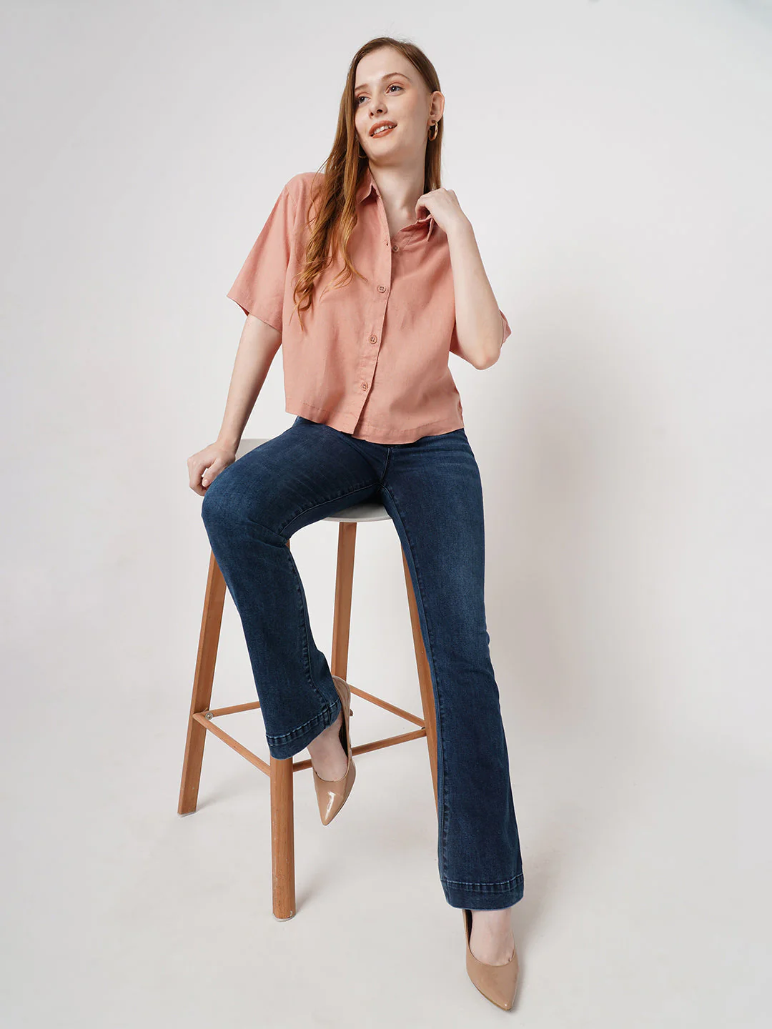 Women High-Rise Mini Flare Jeans - Image 4