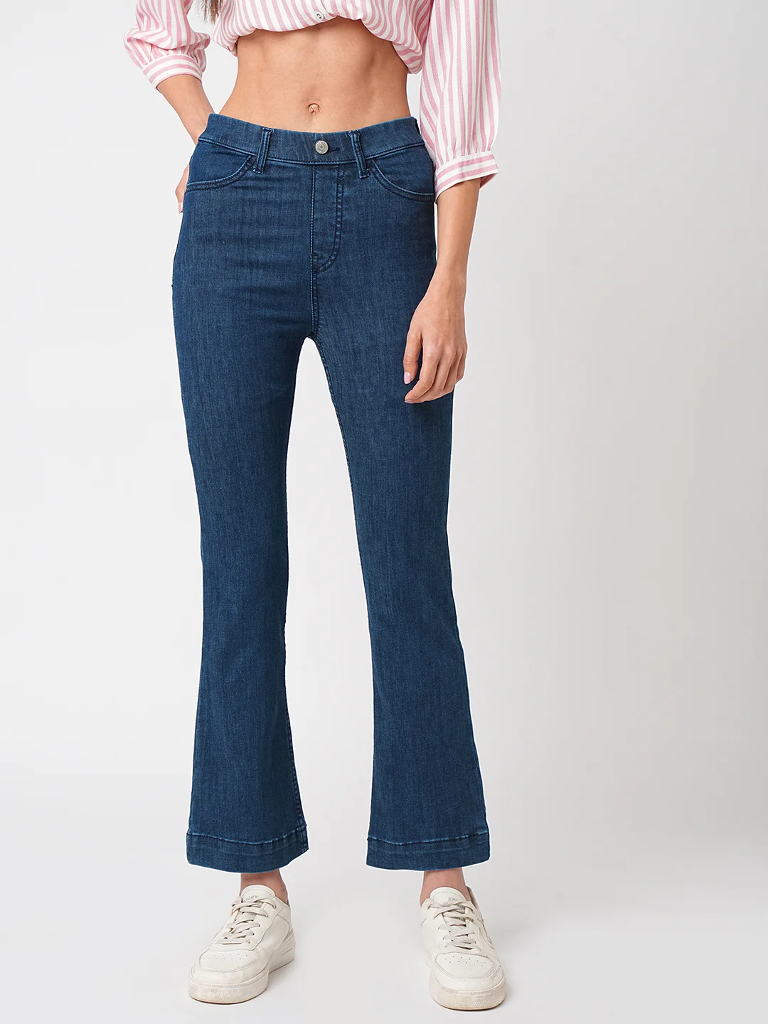Women High-Rise Mini Flare Jeans - Image 2