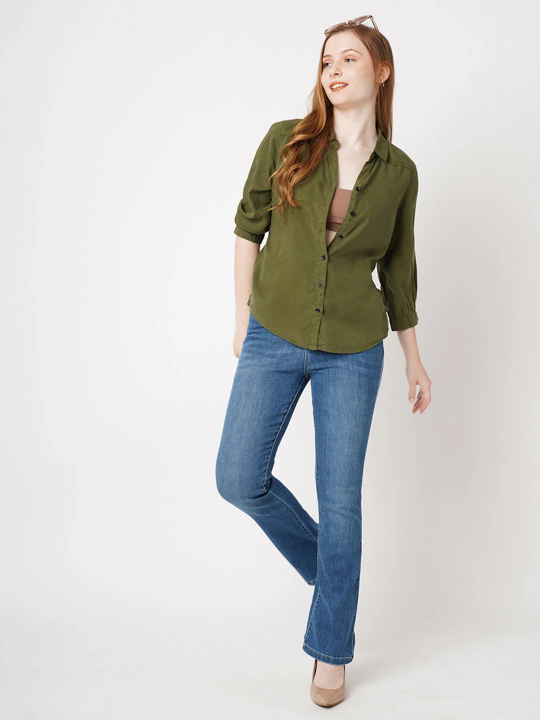 Women High-Rise Mini Flare Jeans - Image 4