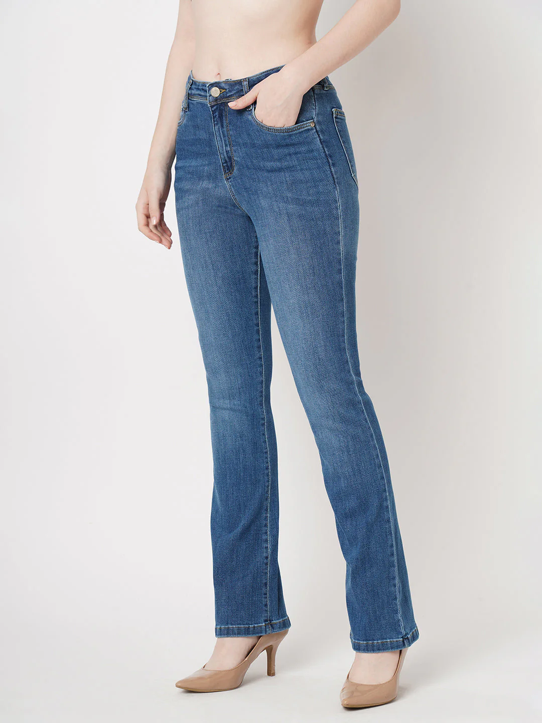Women High-Rise Mini Flare Jeans - Image 6