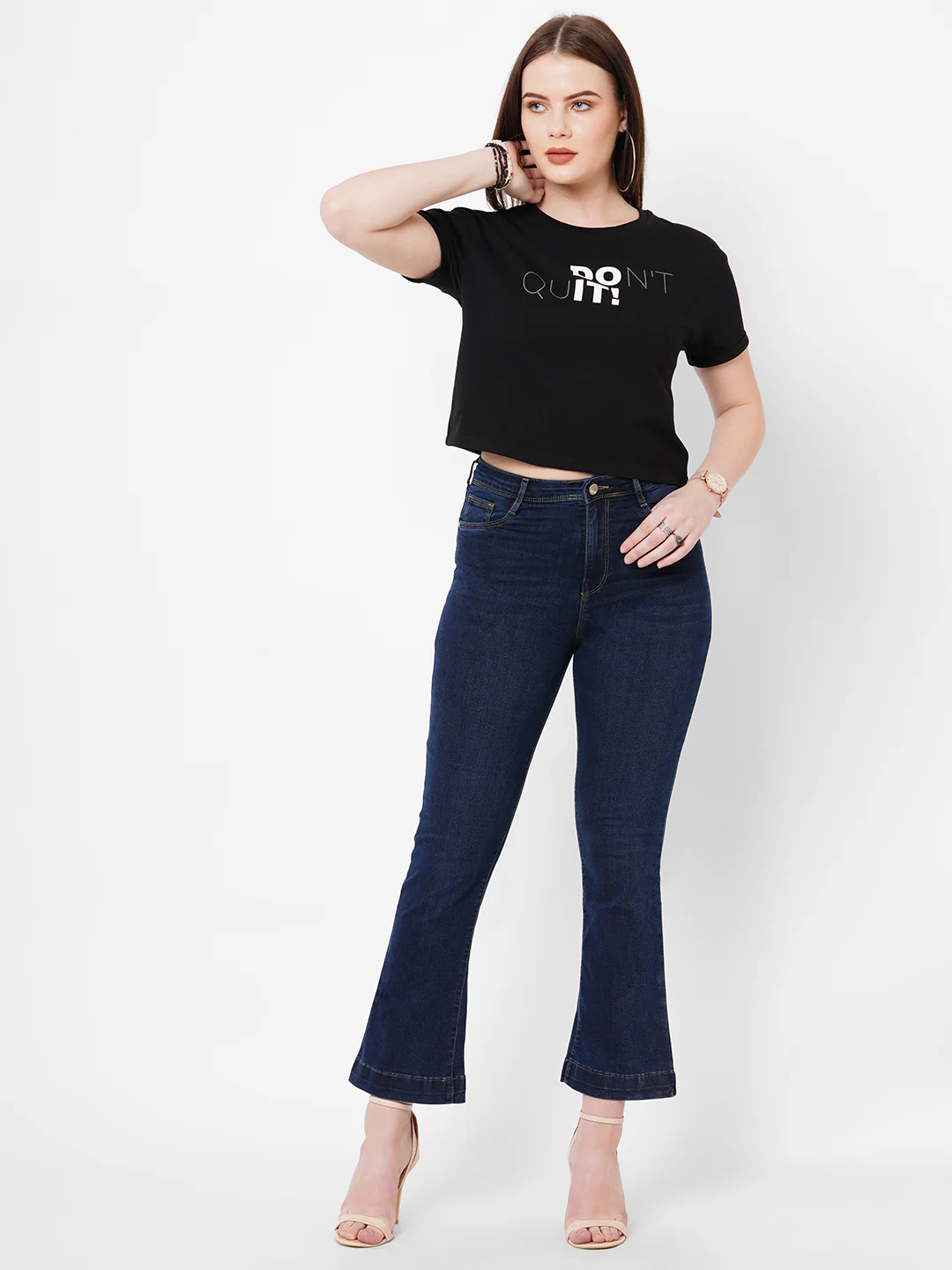 Women High-Rise Mini Flare Jeans - Image 2
