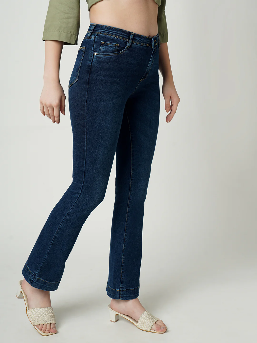 Women High-Rise Mini Flare Jeans - Image 4