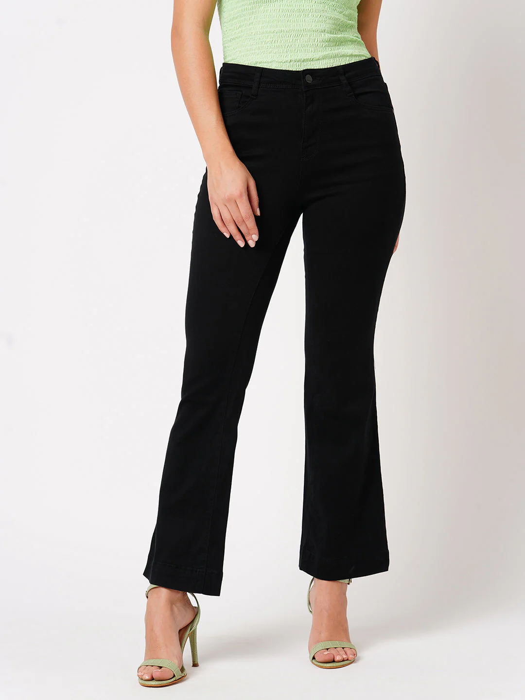 Women High-Rise Mini Flare Jeans - Image 2