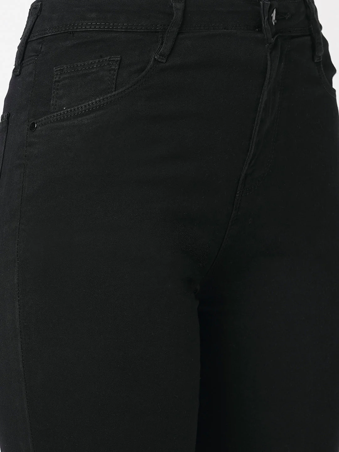 Women Black High-Rise Mini Flare Jeans - Image 7