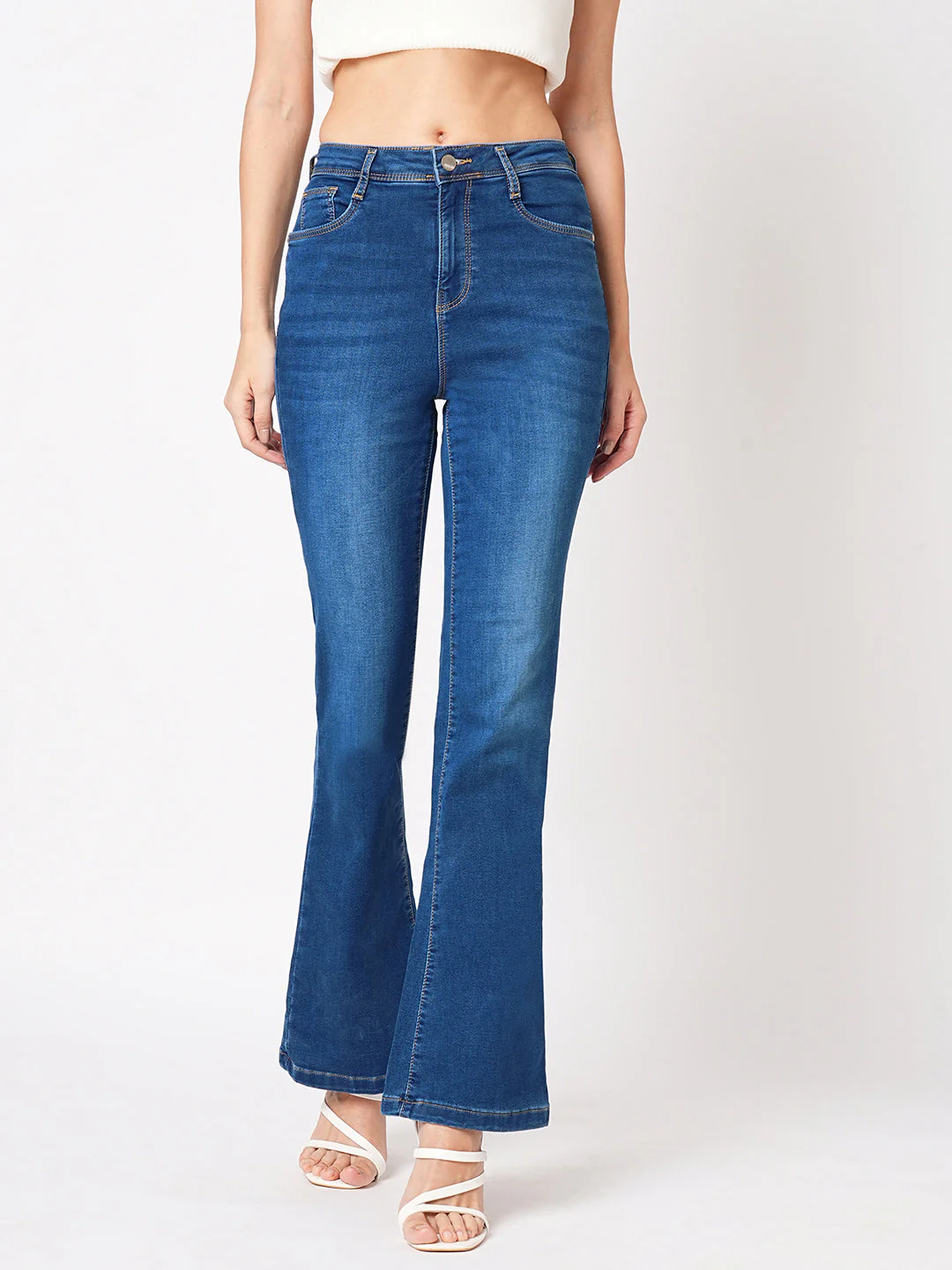 Women High-Rise Mini Flare Jeans - Image 2