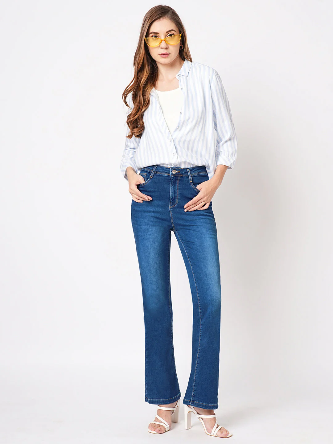 Women High-Rise Mini Flare Jeans - Image 4