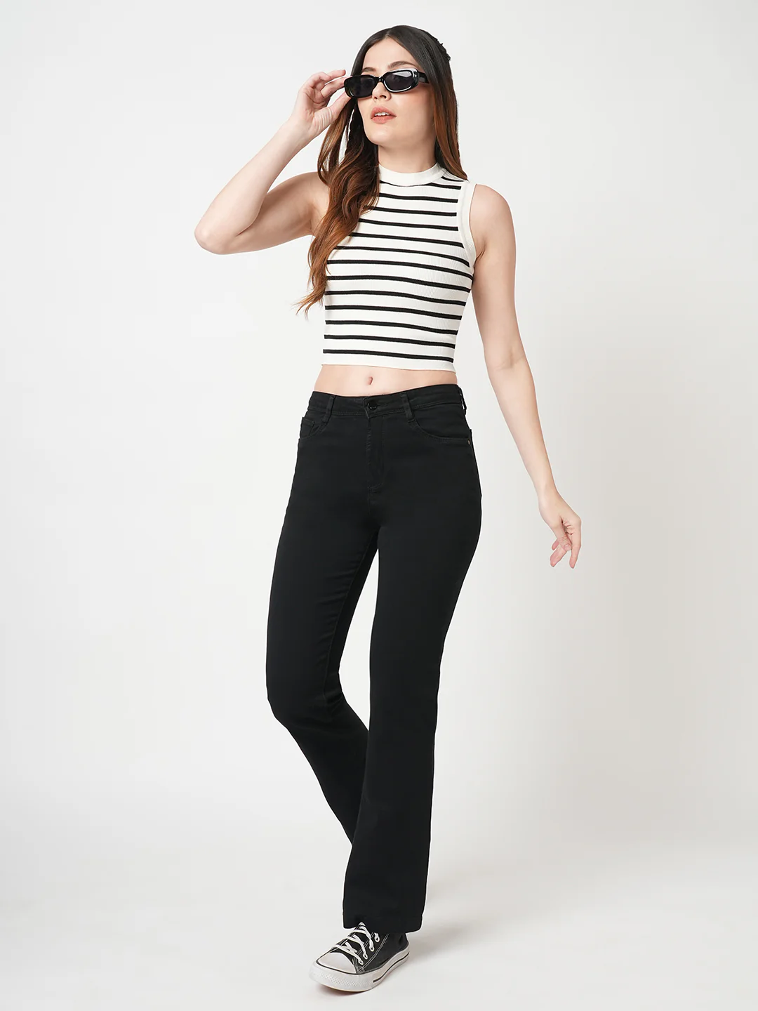 Women High-Rise Mini Flare Jeans - Image 4