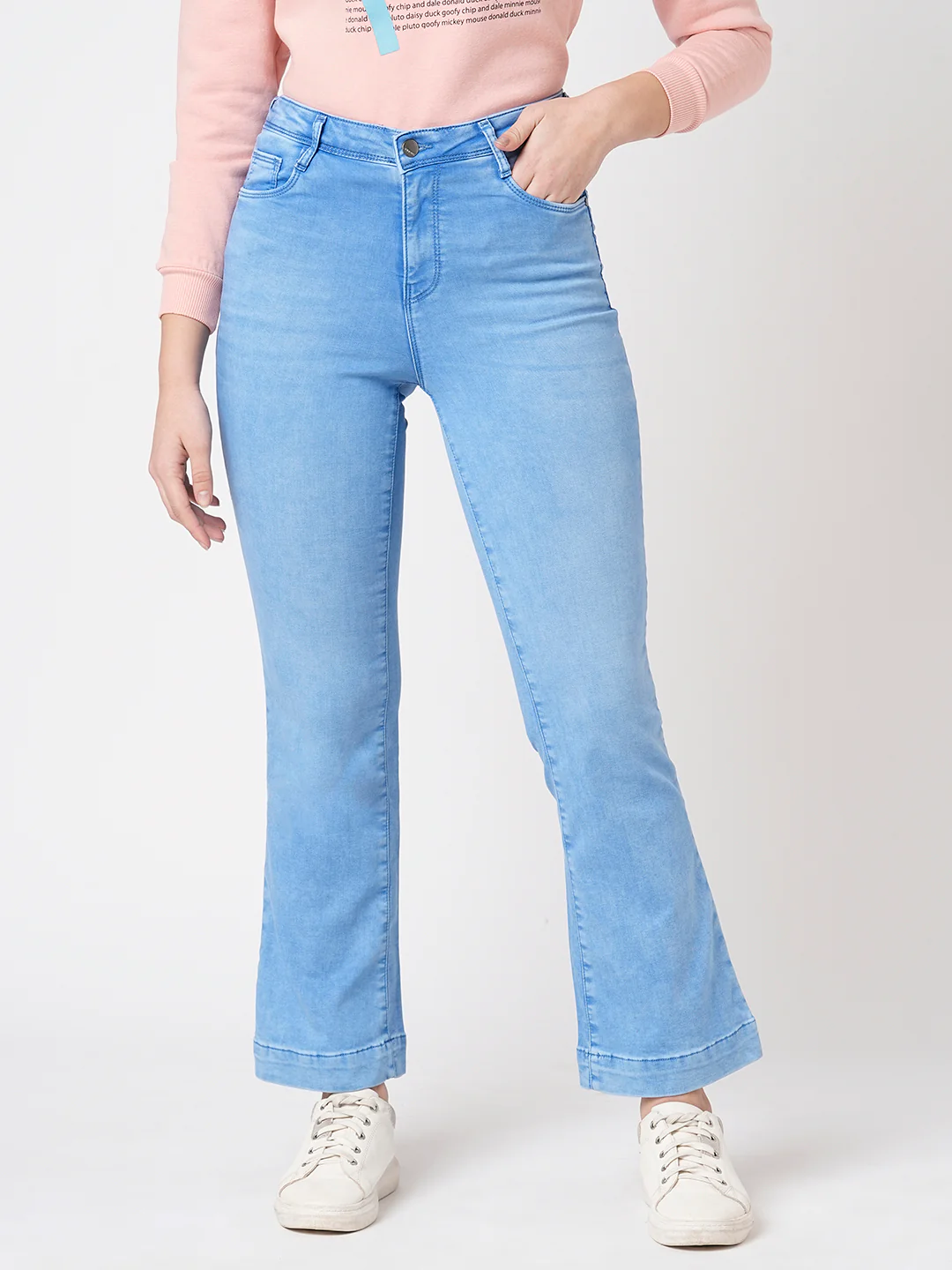 Women High-Rise Mini Flare Jeans - Image 2