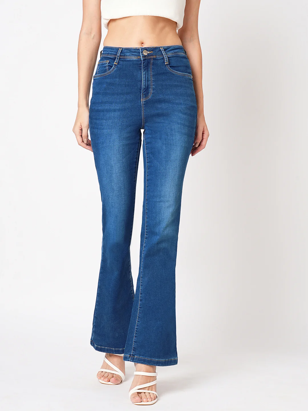 Women High-Rise Mini Flare Jeans - Image 2