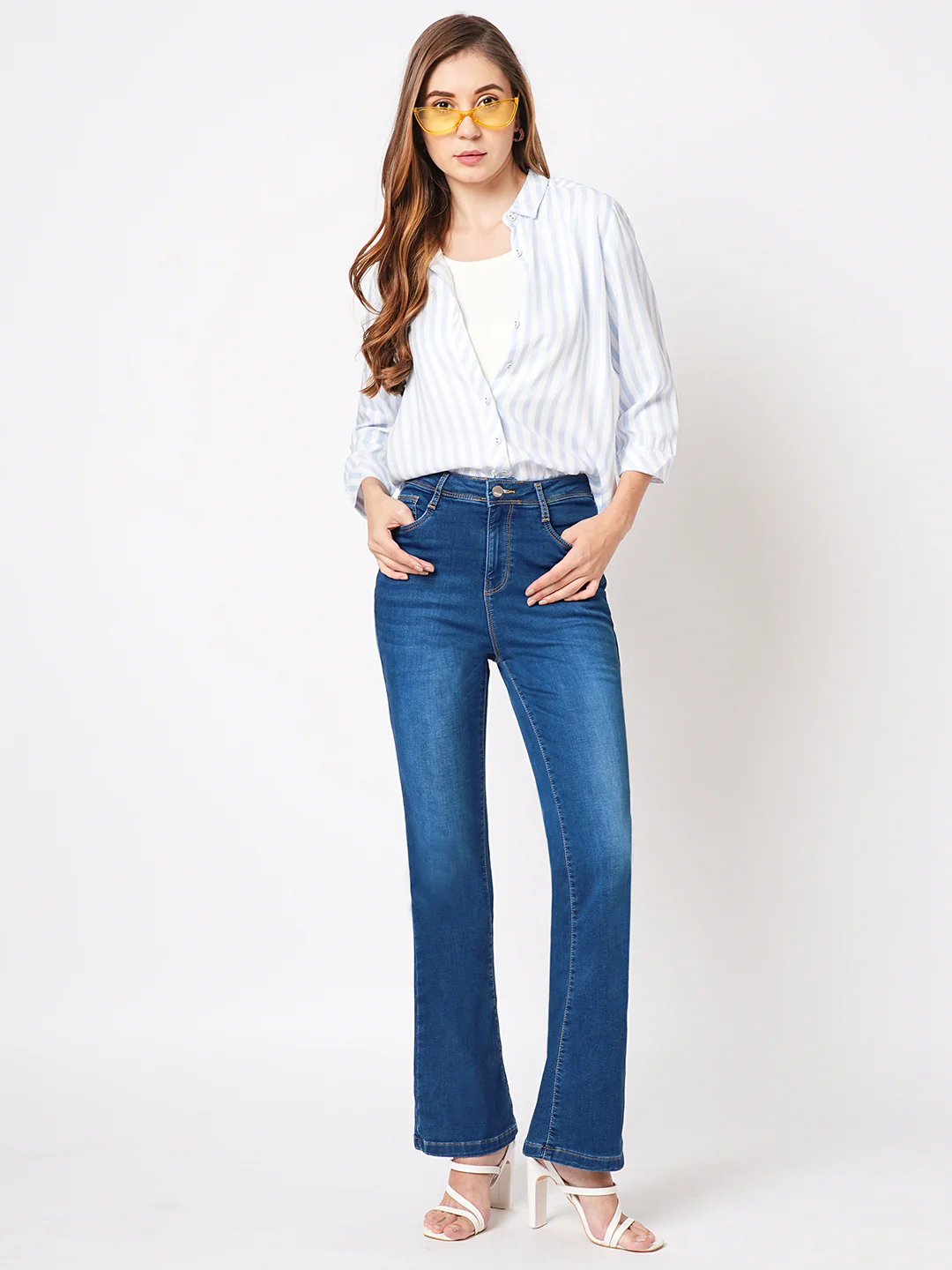 Women High-Rise Mini Flare Jeans - Image 4