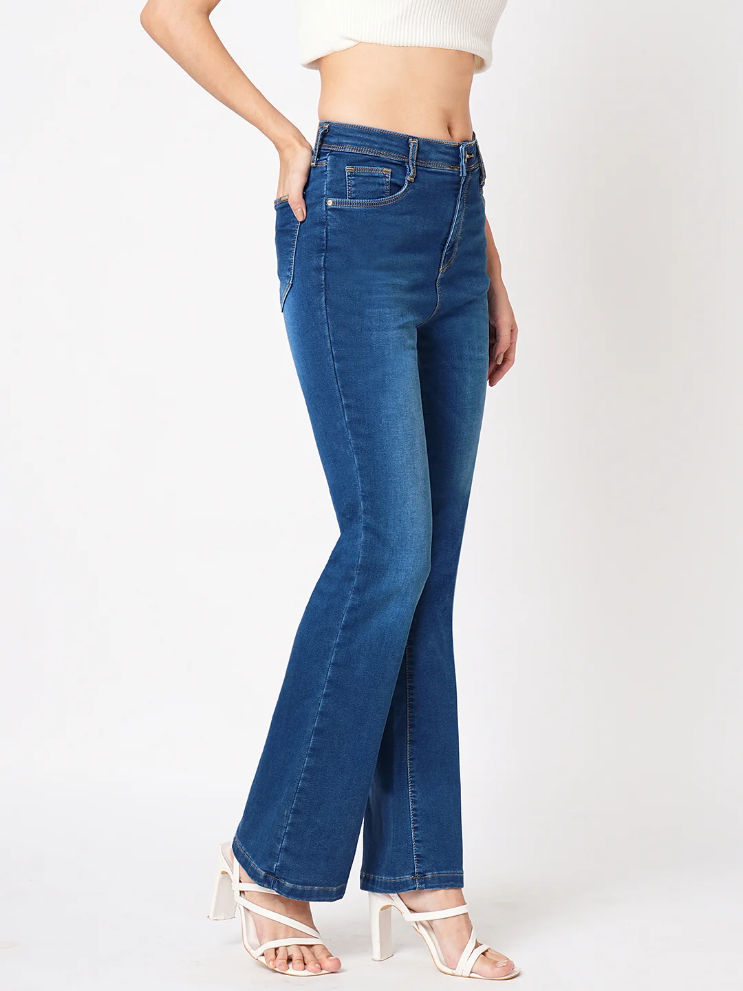 Women High-Rise Mini Flare Jeans - Image 6