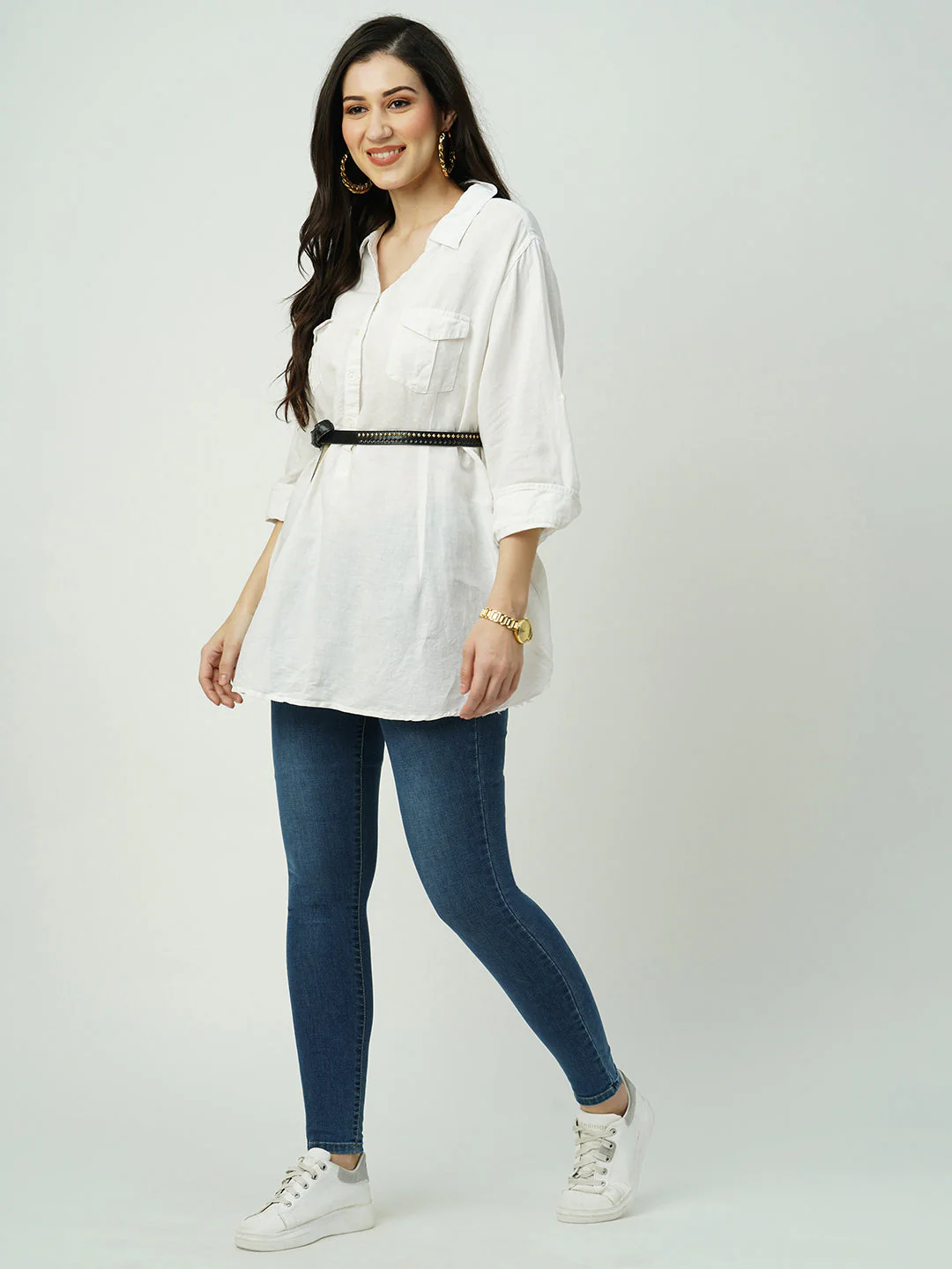 Women High-Rise Mini Flare Jeans - Image 4