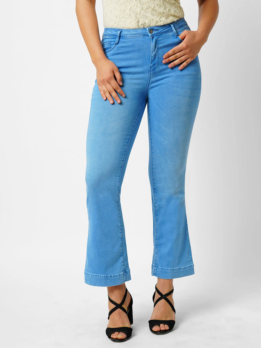 Women High-Rise Mini Flare Jeans - Image 2