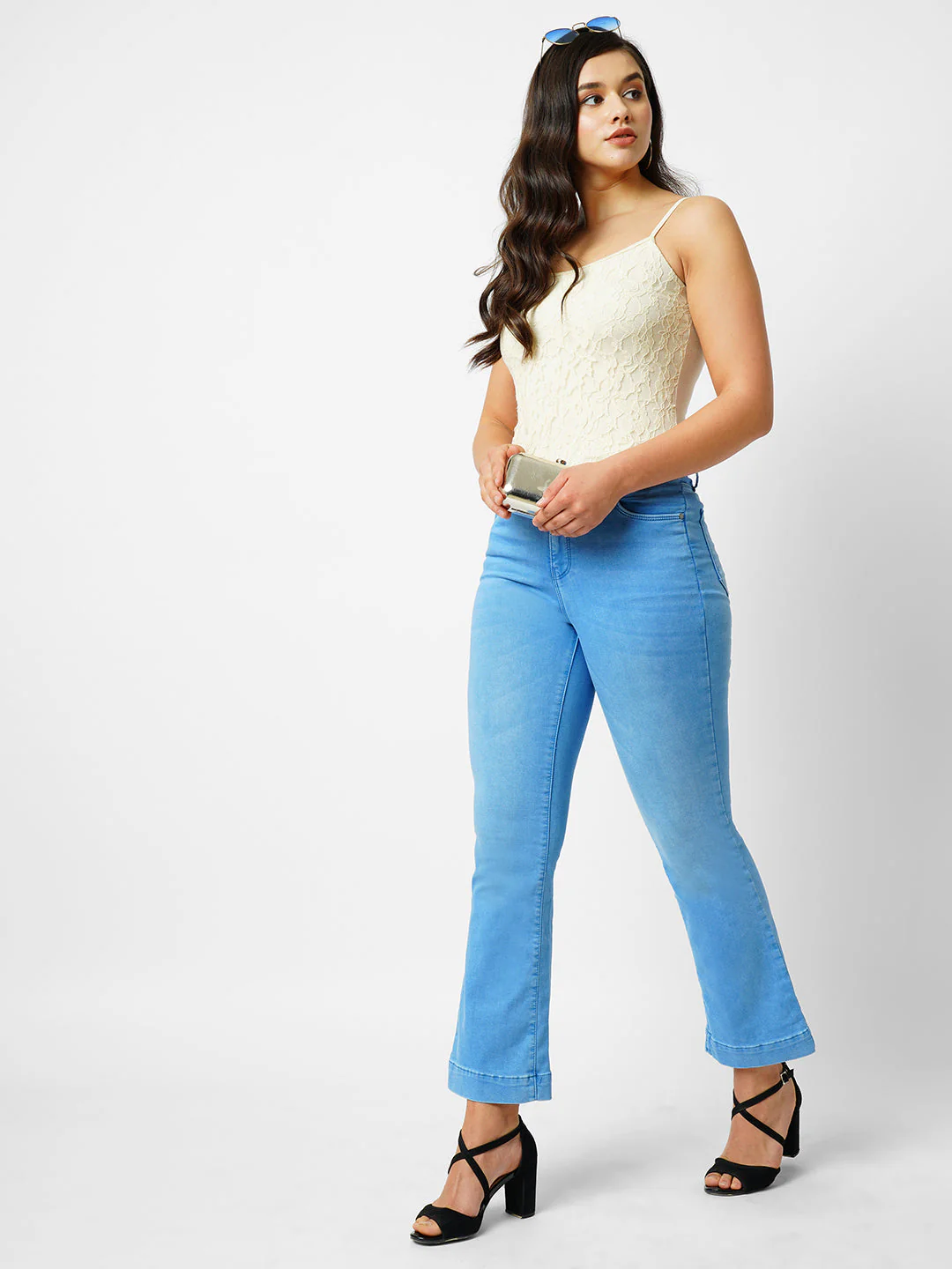 Women High-Rise Mini Flare Jeans - Image 4
