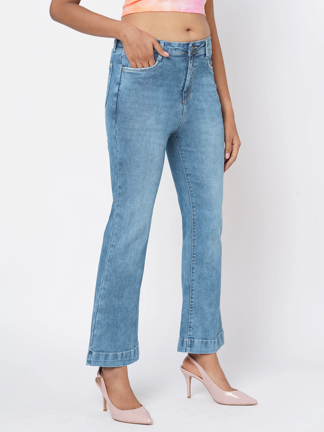Women High-Rise Mini Flare Jeans - Image 4