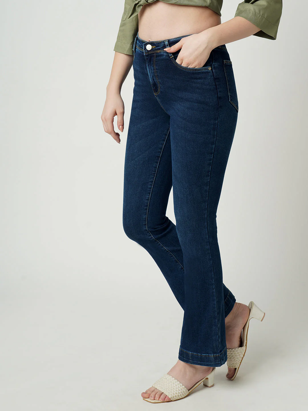 Women High-Rise Mini Flare Jeans - Image 4