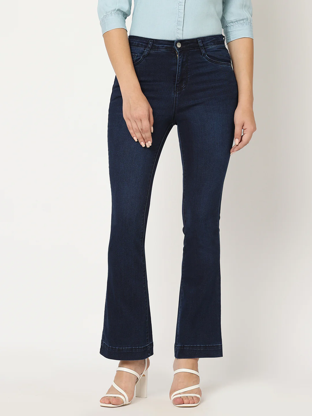 Women High-Rise Mini Flare Jeans - Image 2