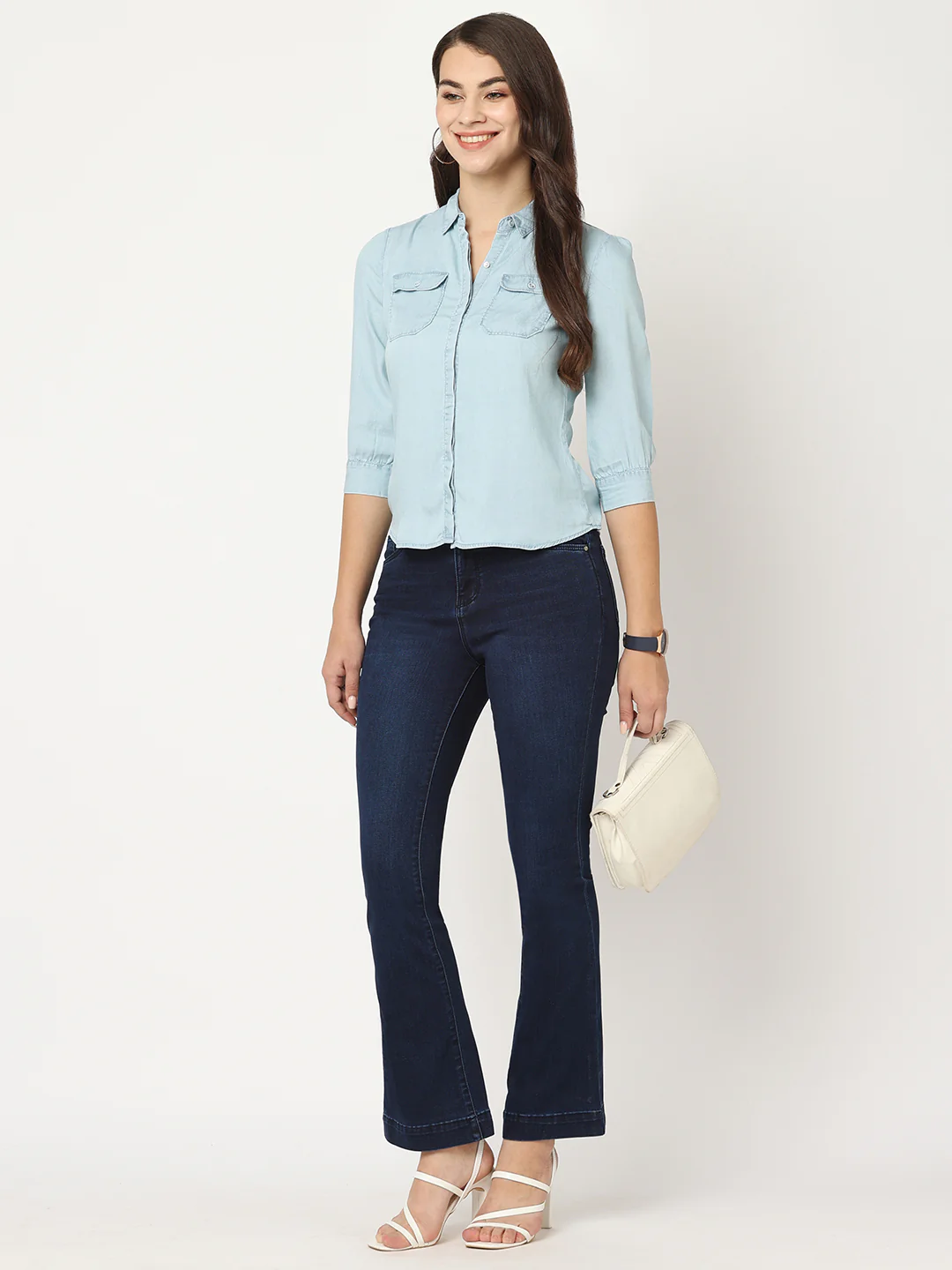Women High-Rise Mini Flare Jeans - Image 4