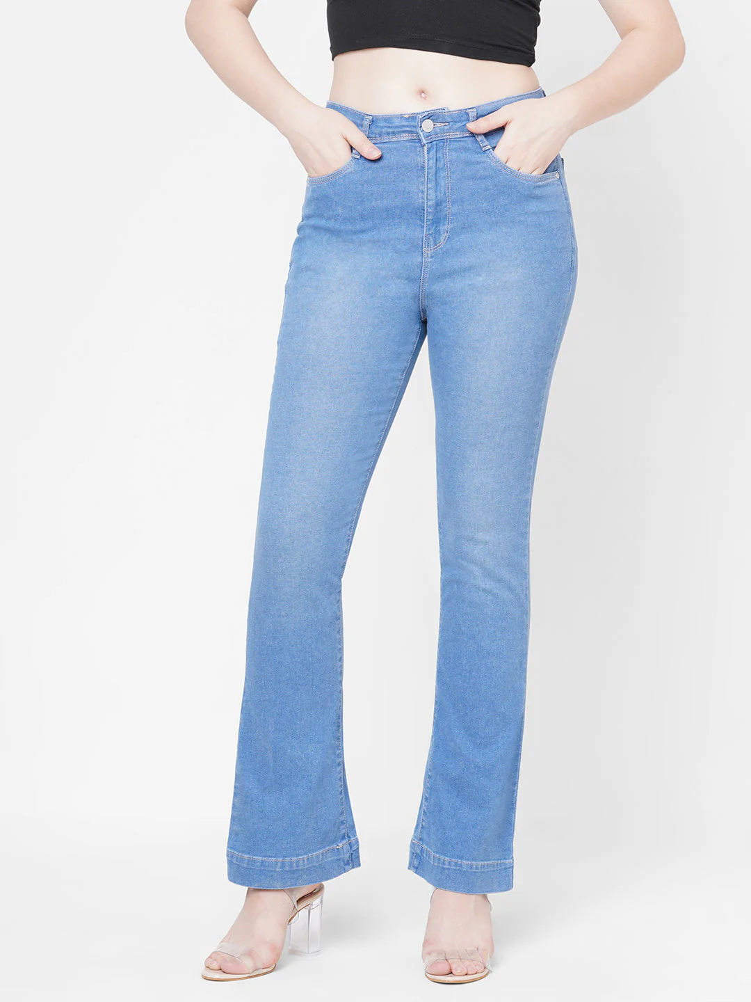 Women High-Rise Mini Flare Jeans - Image 2