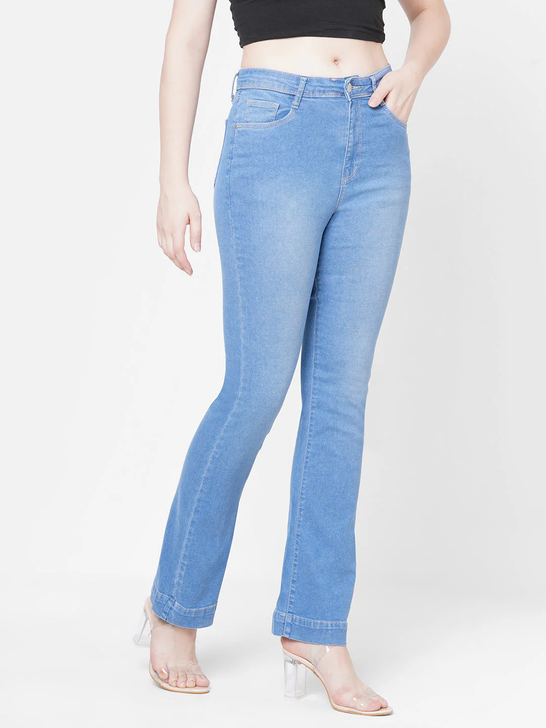 Women High-Rise Mini Flare Jeans - Image 4