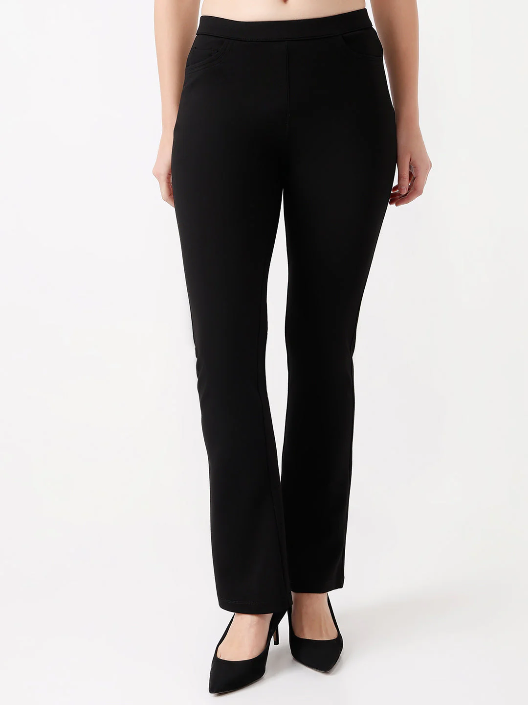 Women High-Rise Mini Flared Treggings - Image 2