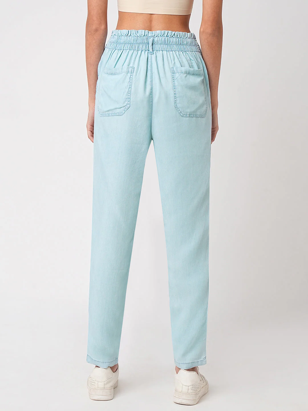 Women High-Rise Paper Bag Pants - Image 3