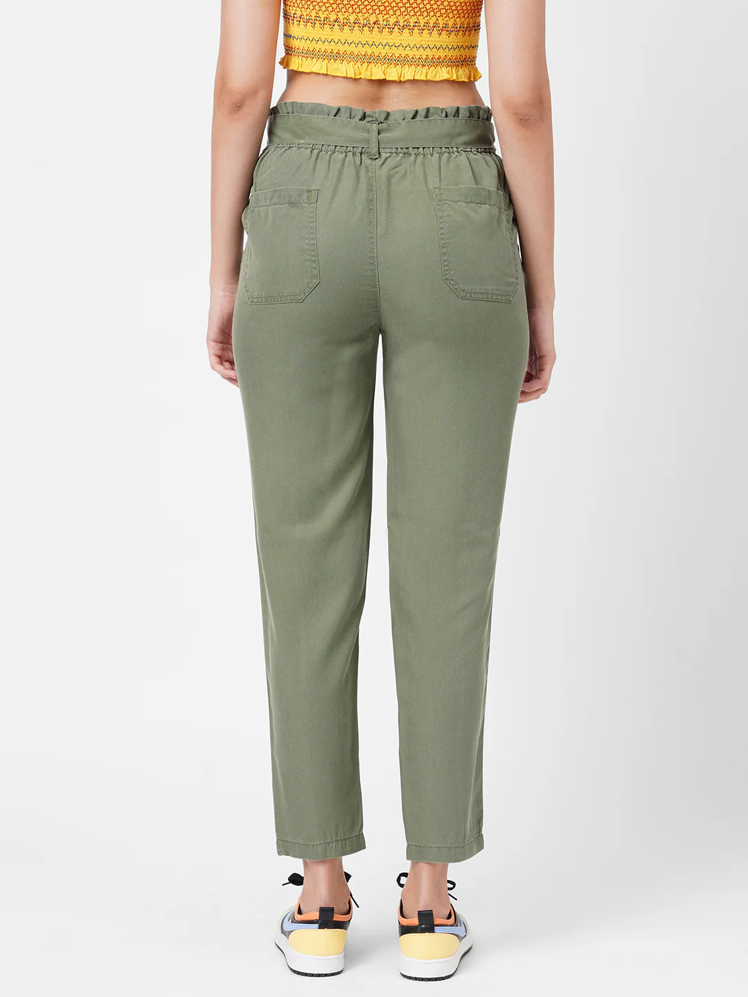 Women High-Rise Paper Bag Pants - Image 3