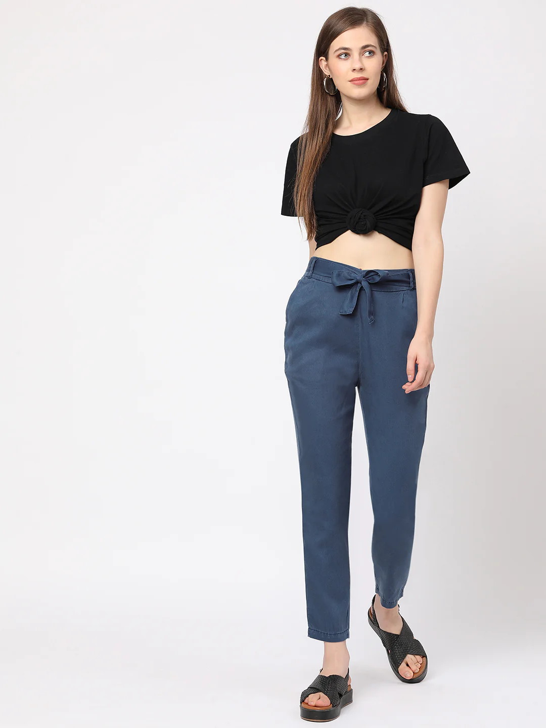 Women High-Rise Paper Bag Pants - Image 3