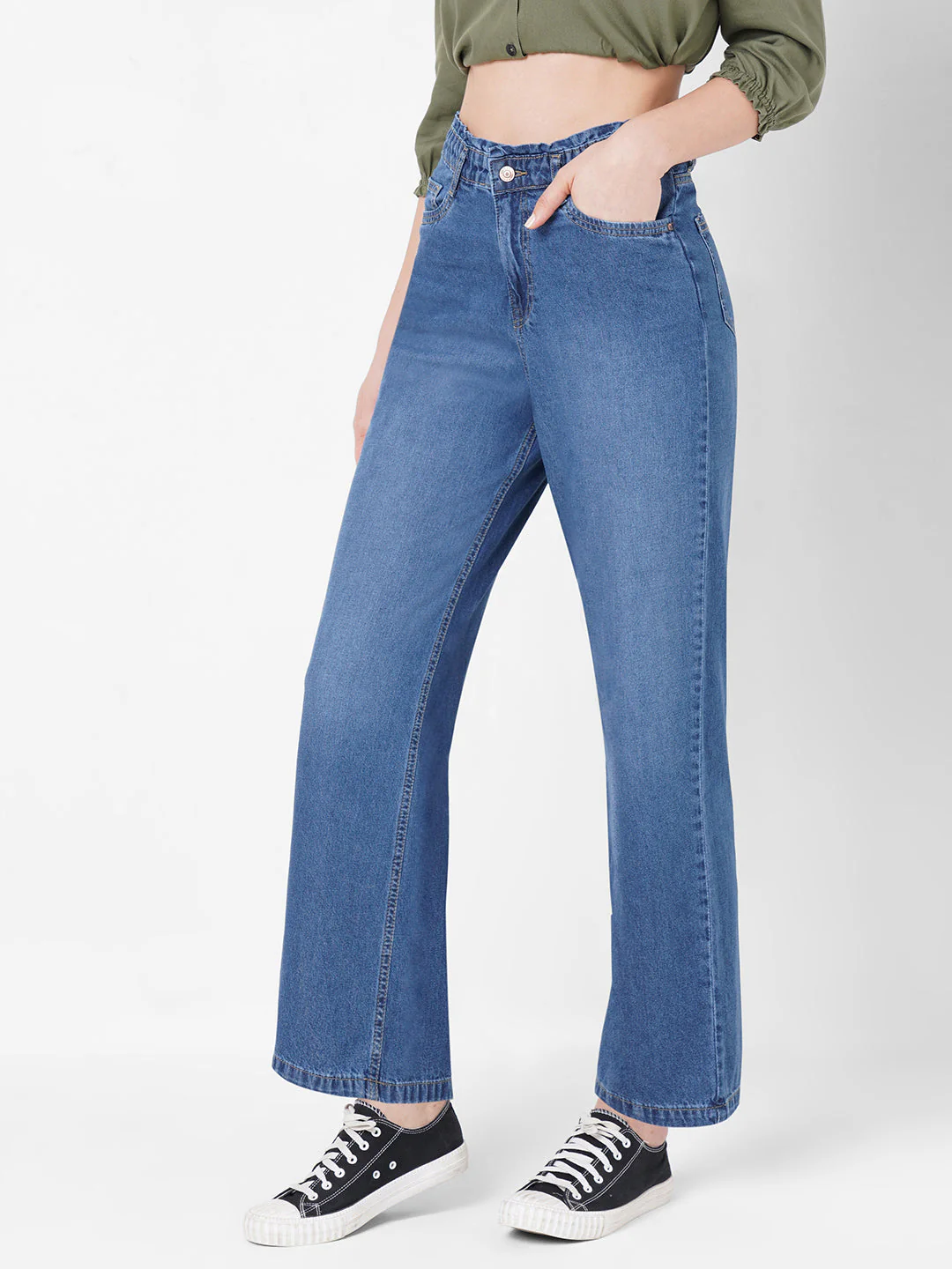 Women High-Rise Parallel Wide Leg Jeans - Image 6