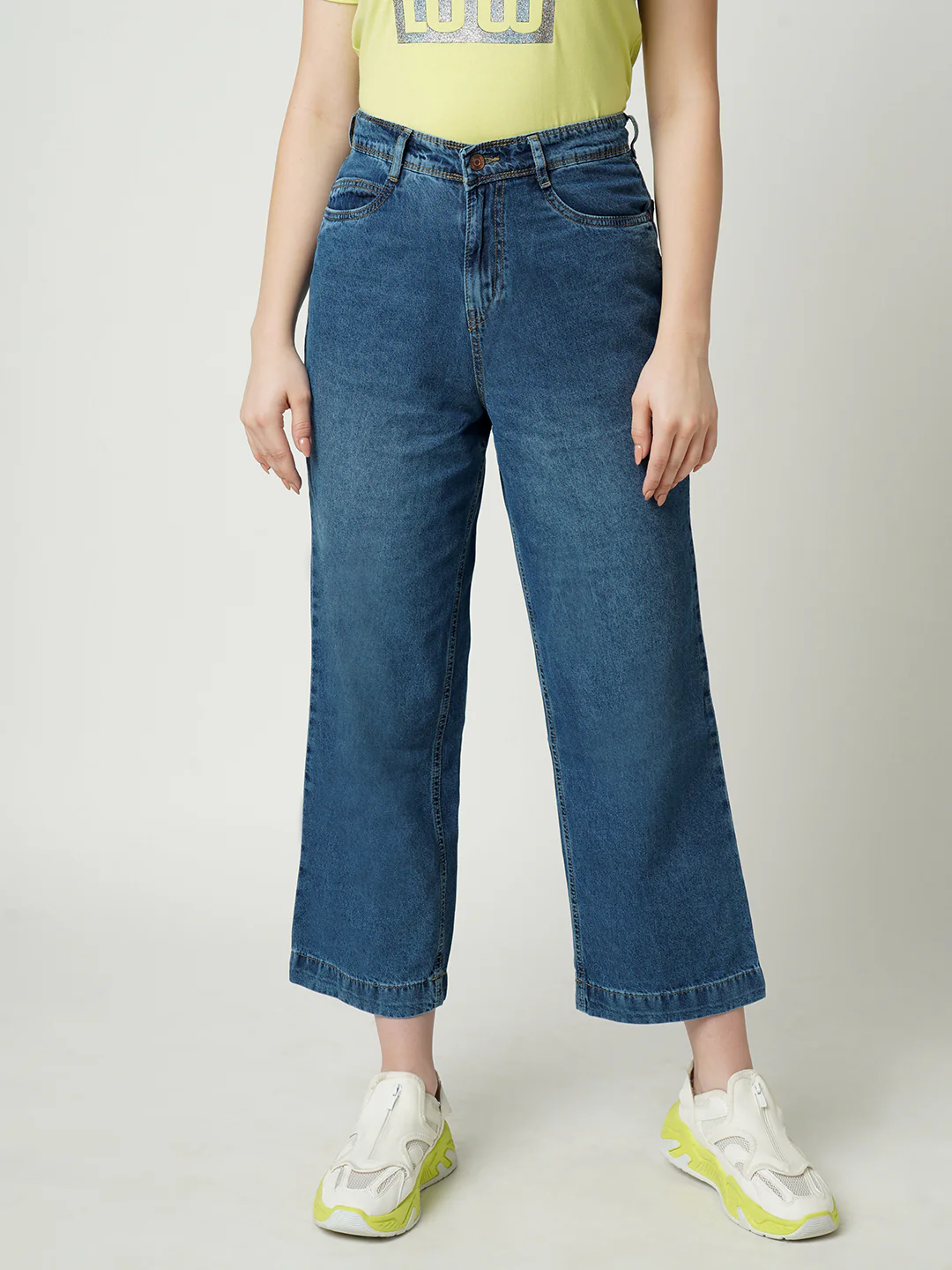 Women High-Rise Parallel Wide Leg Jeans