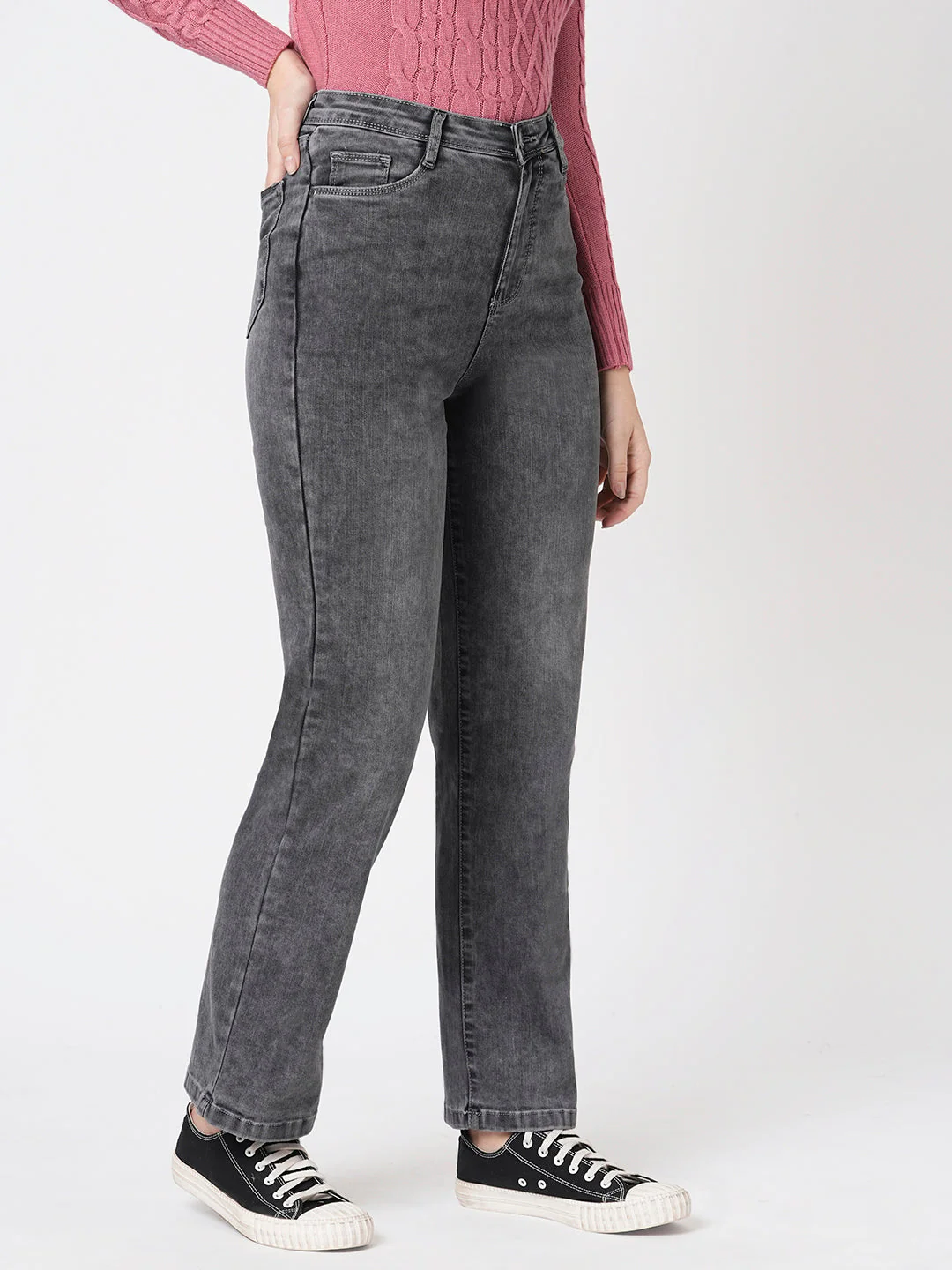 Women Grey High-Rise Relax Straight Jeans - Image 5