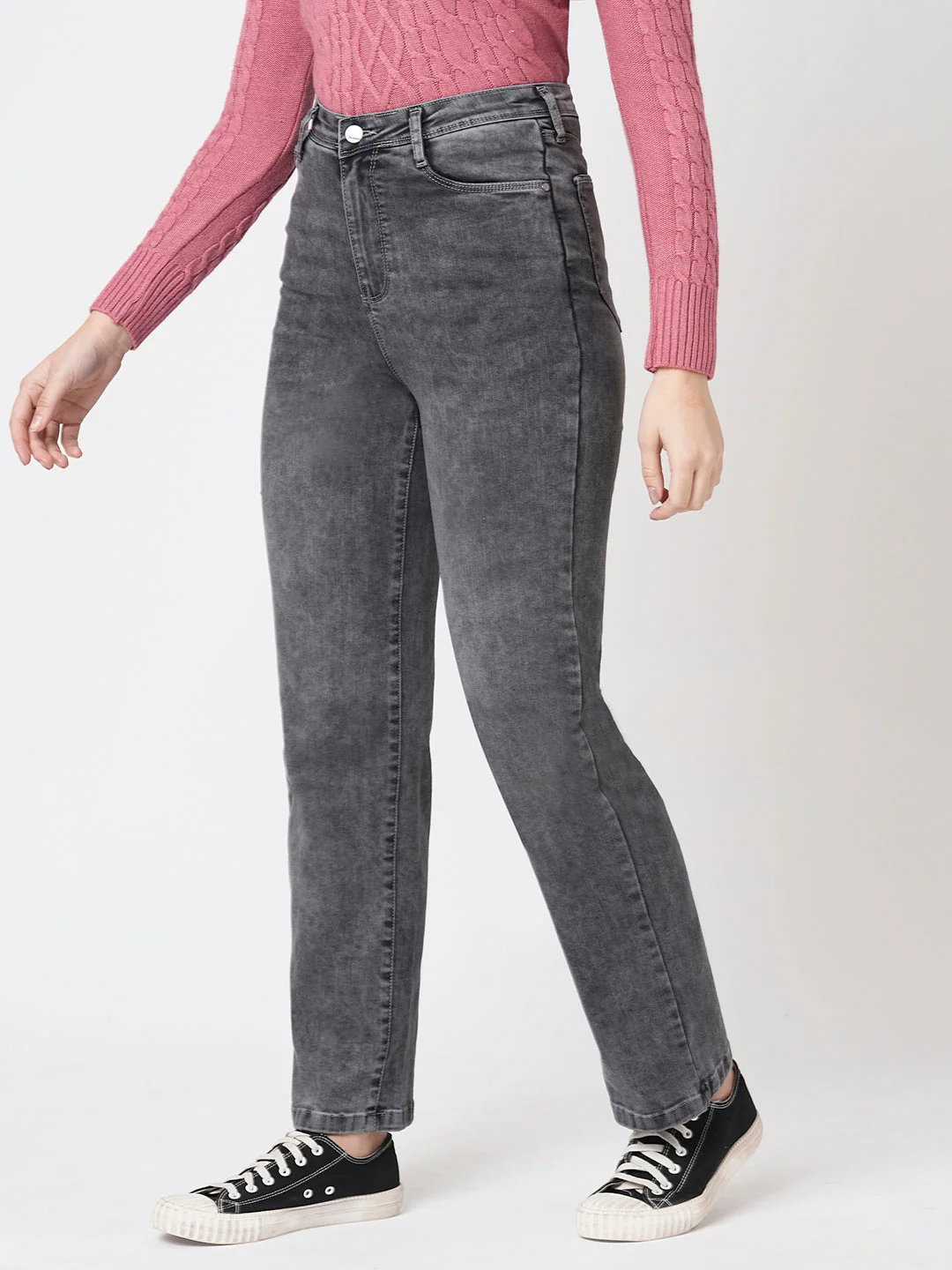 Women Grey High-Rise Relax Straight Jeans - Image 6