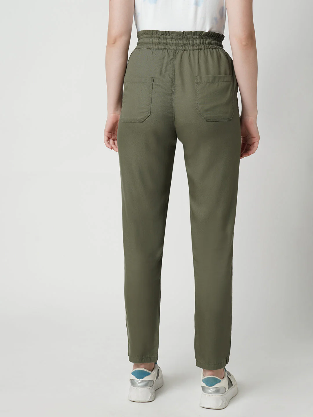 Women High-Rise Relaxed Fit Paper Bag Pants - Image 3