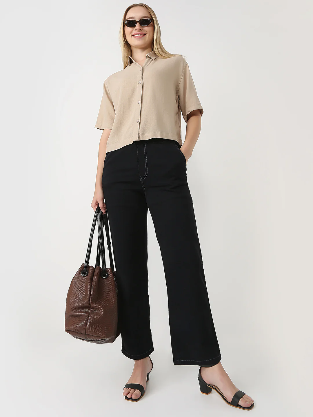 Women High-Rise Relaxed Fit Trousers