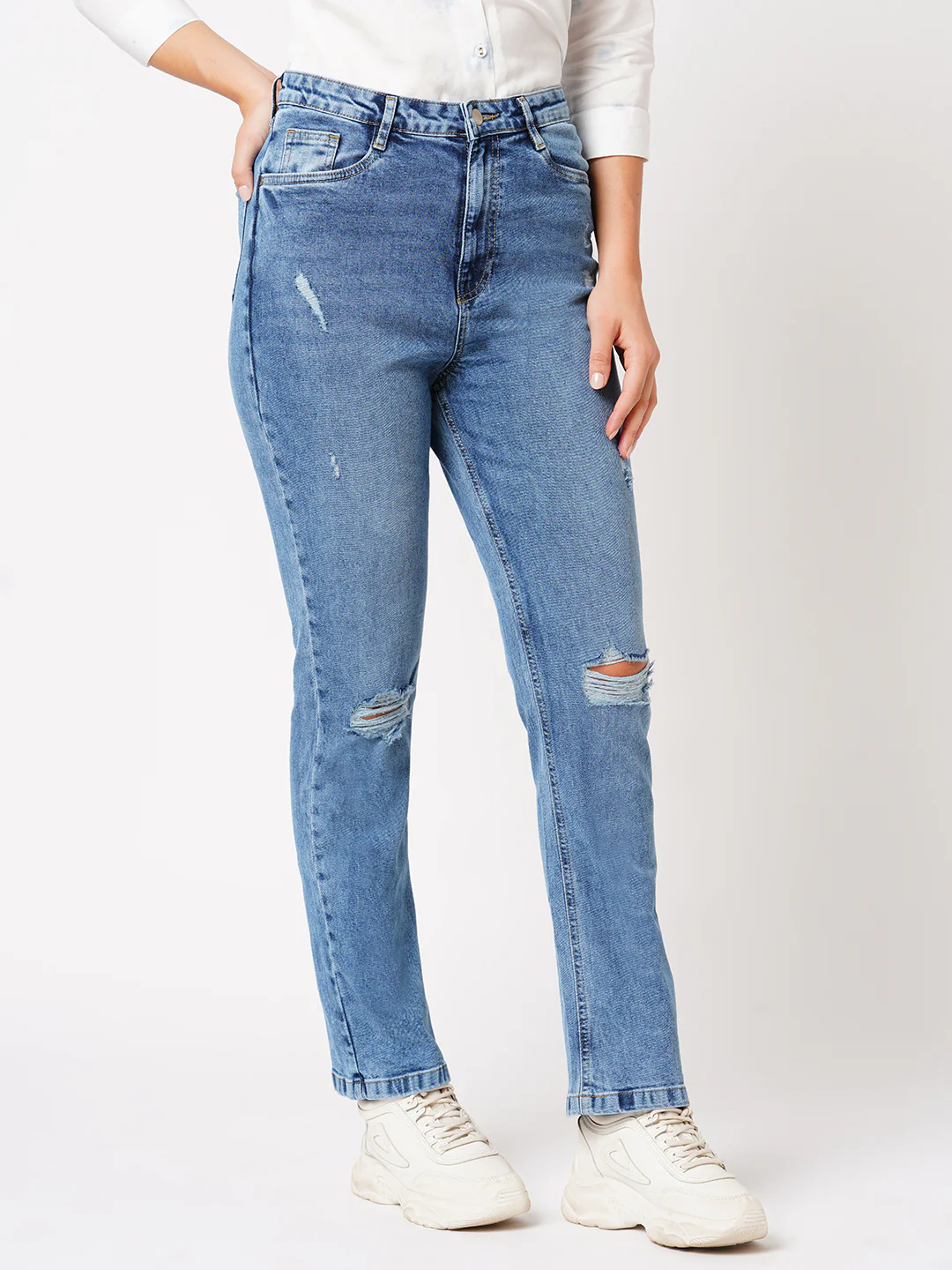 Women High-Rise Relaxed Straight Fit Jeans - Image 6