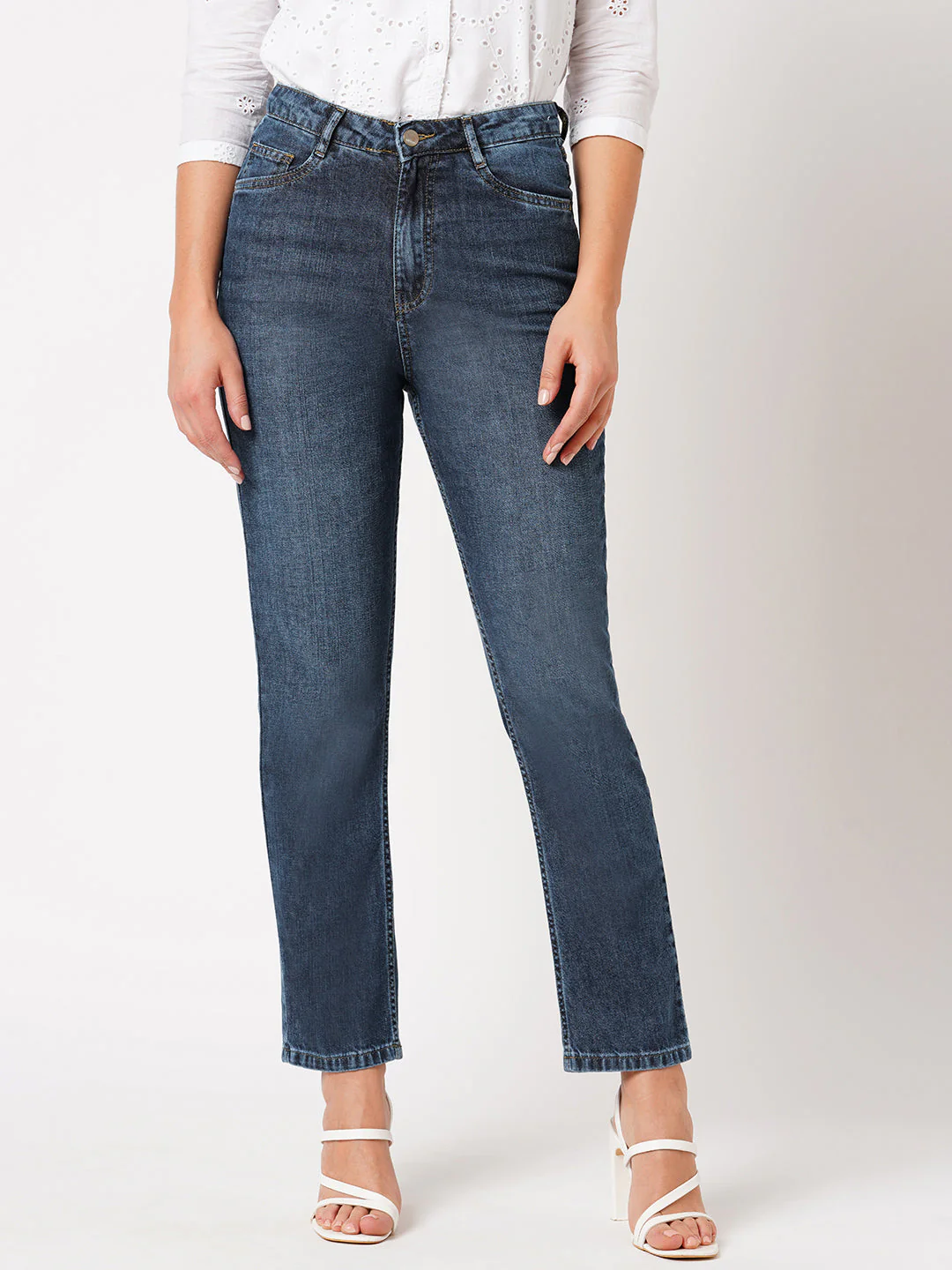 Women High-Rise Relaxed Straight Fit Jeans - Image 2