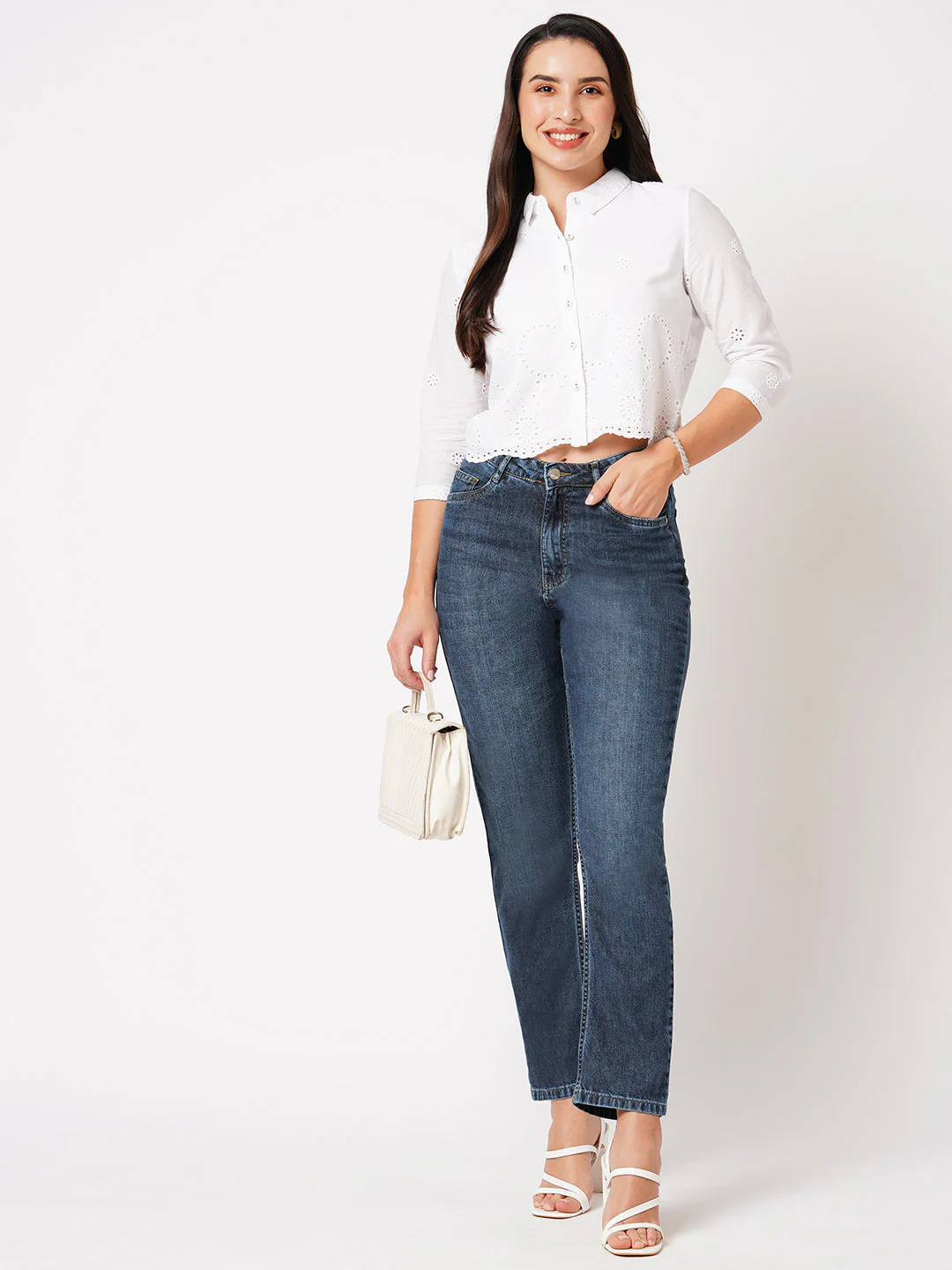Women High-Rise Relaxed Straight Fit Jeans - Image 4