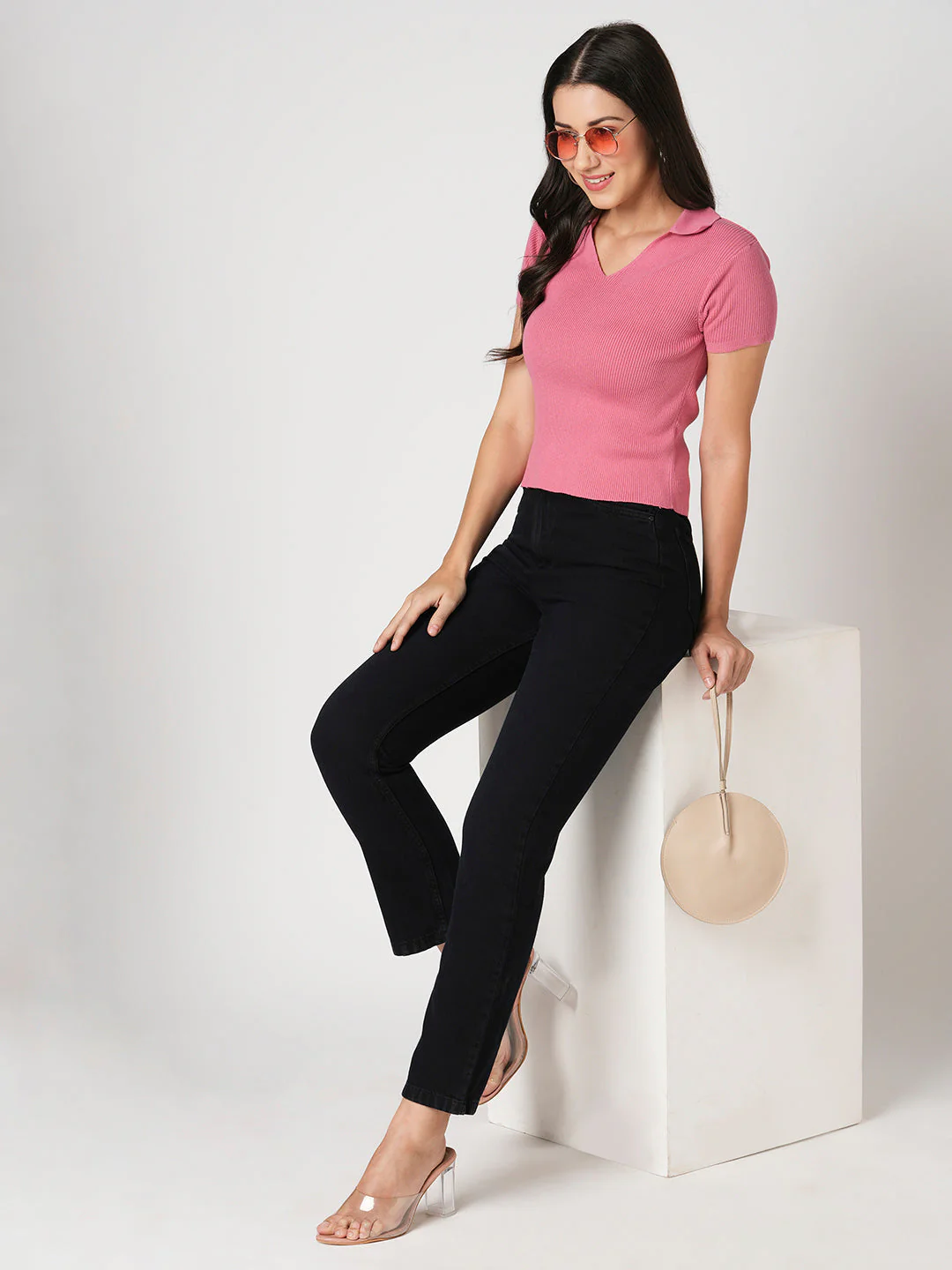Women Charcoal Blue High-Rise Relaxed Straight Fit Jeans