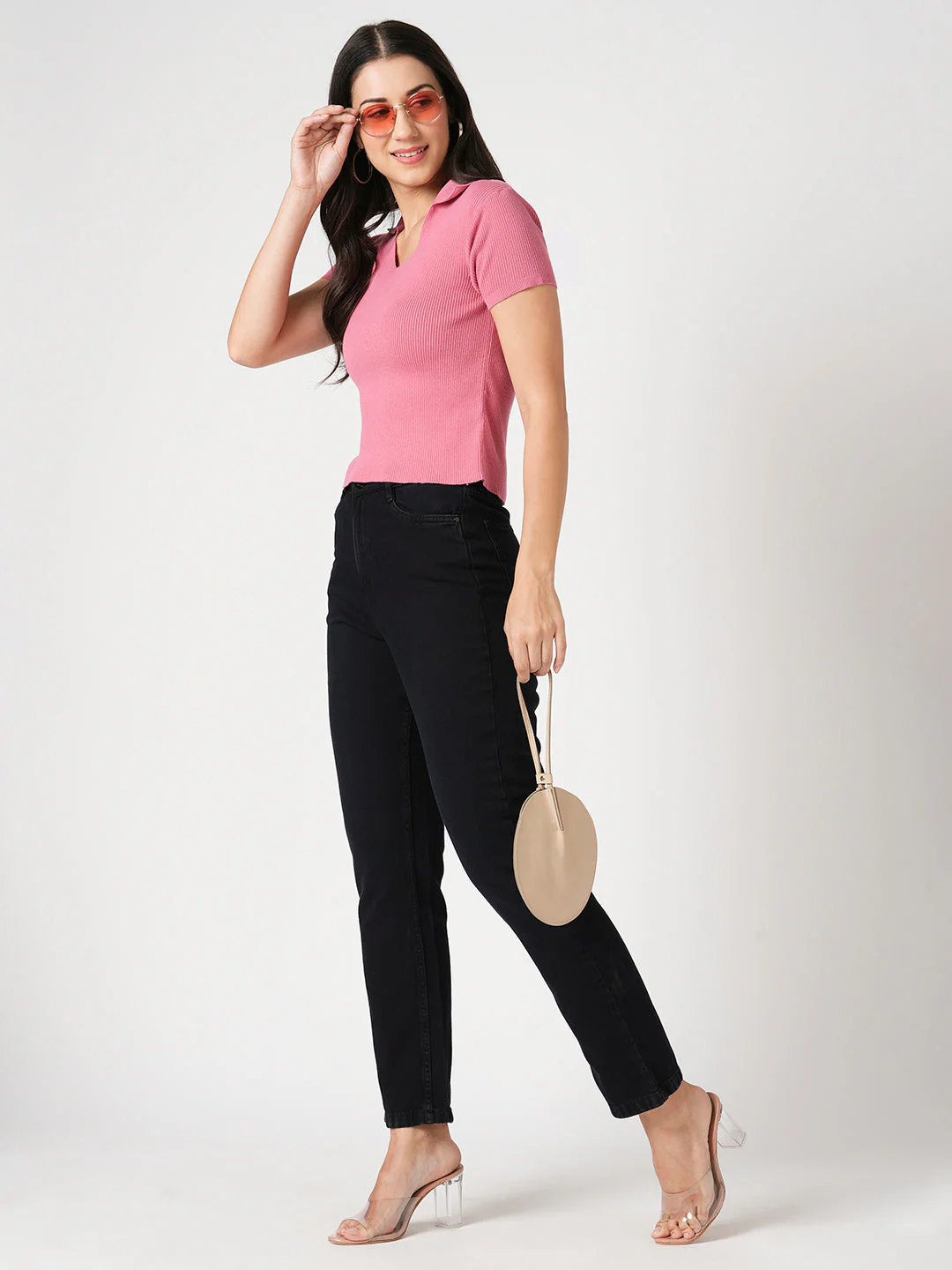 Women Charcoal Blue High-Rise Relaxed Straight Fit Jeans - Image 4