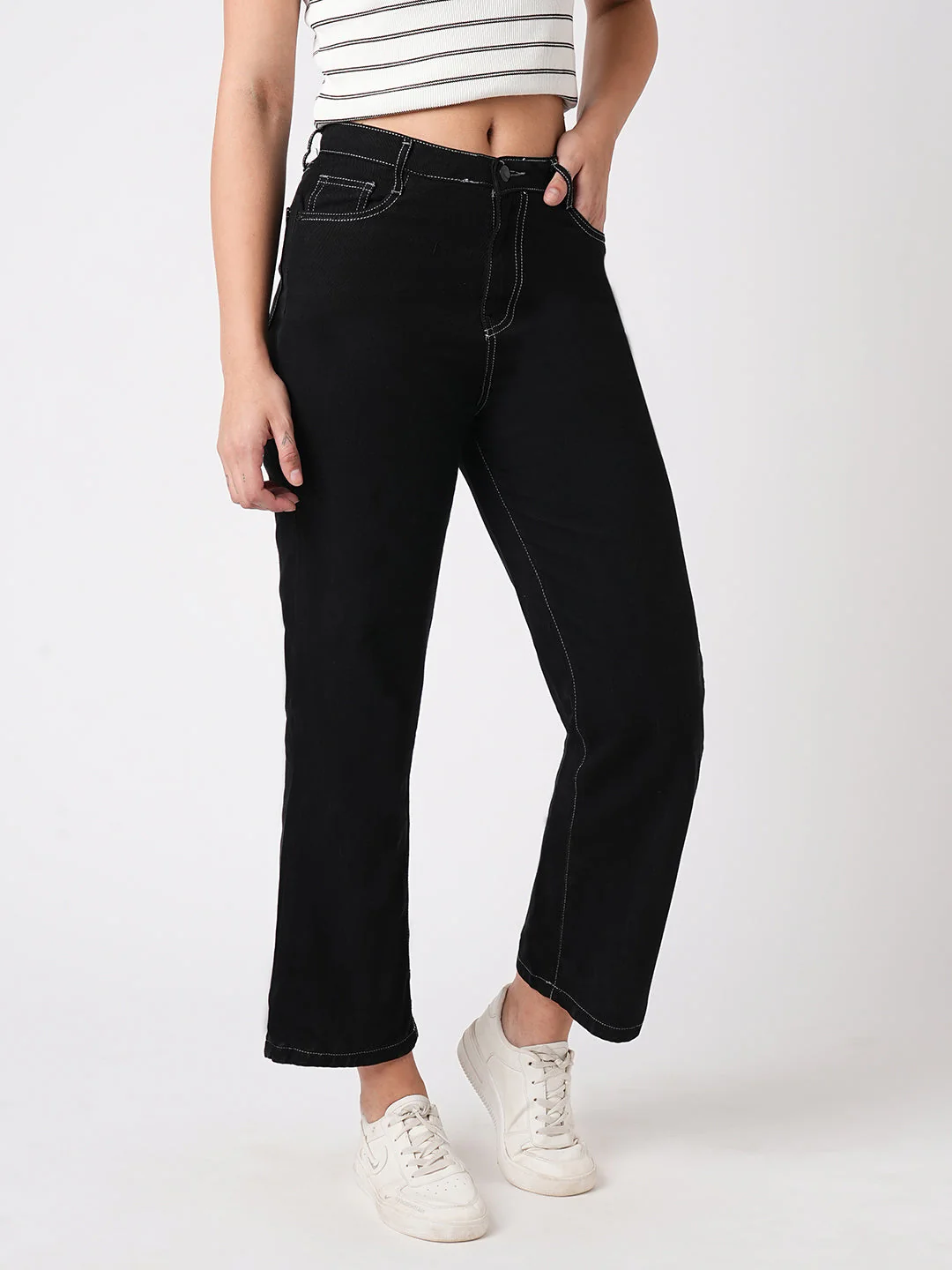 Women High-Rise Relaxed Straight Fit Jeans - Image 6