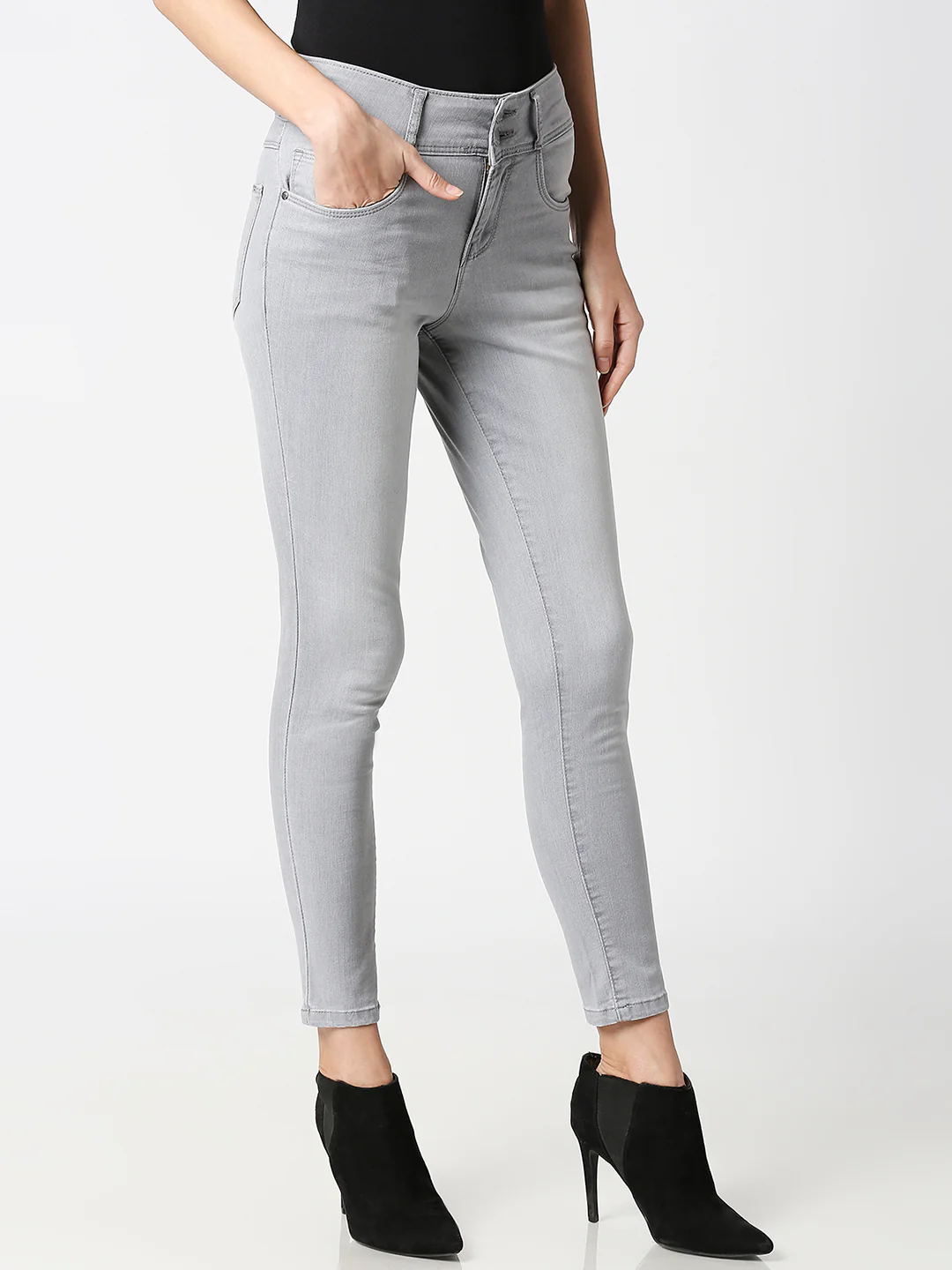 Women Grey High-Rise Skinny Jeans - Image 4
