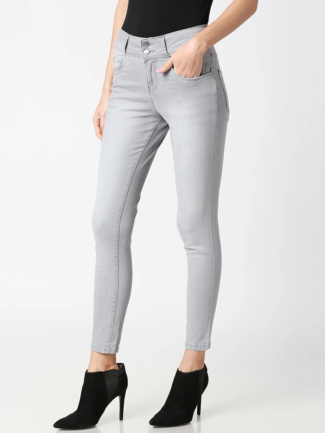 Women Grey High-Rise Skinny Jeans - Image 5