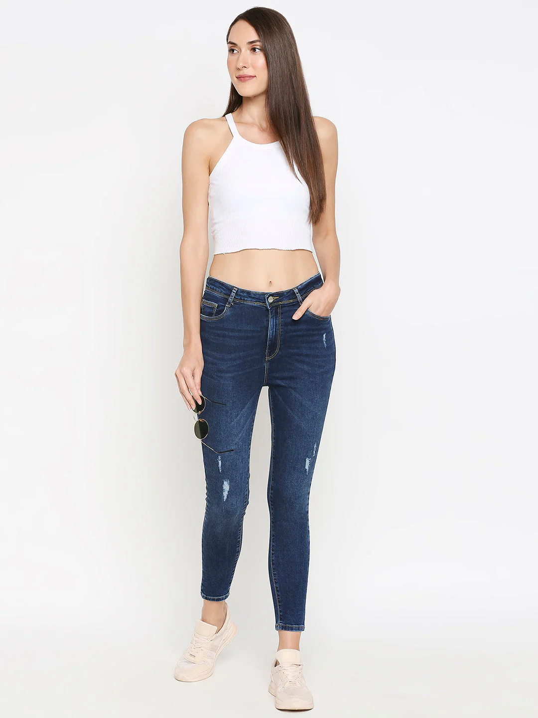 Women High-Rise Skinny Ripped Jeans