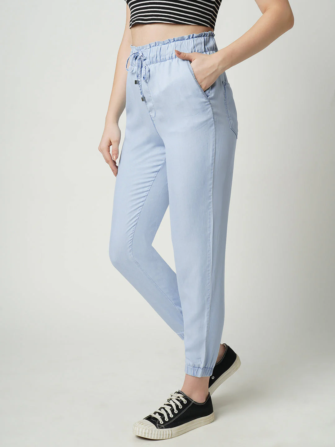Women High-Rise Slim Fit Denim Joggers - Image 4