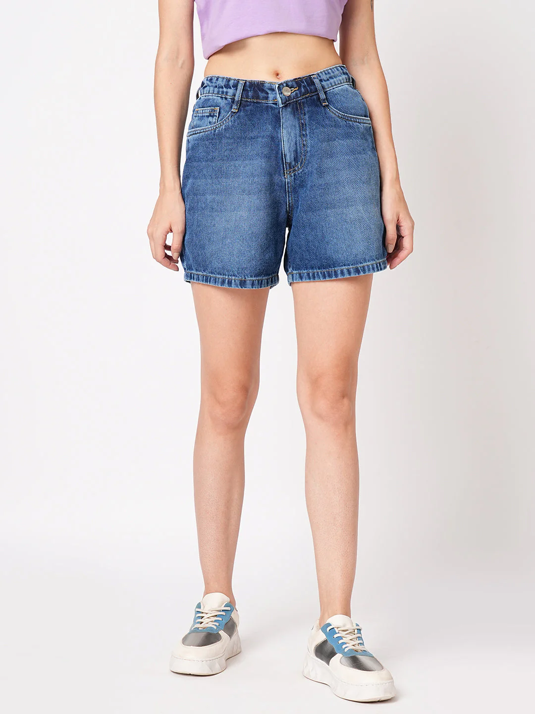 Women High-Rise Slim Fit Shorts - Image 2