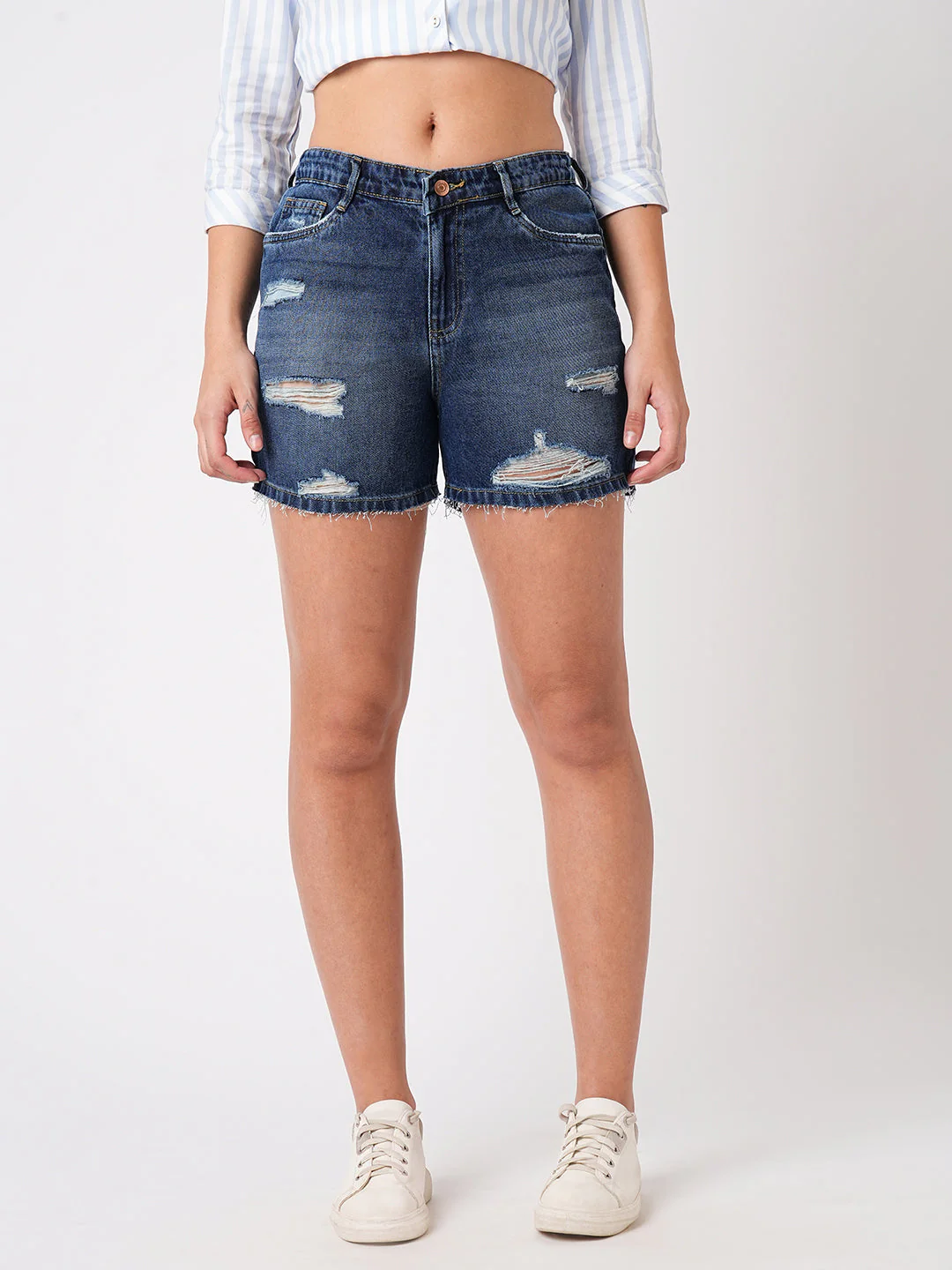 Women High-Rise Slim Fit Shorts - Image 2