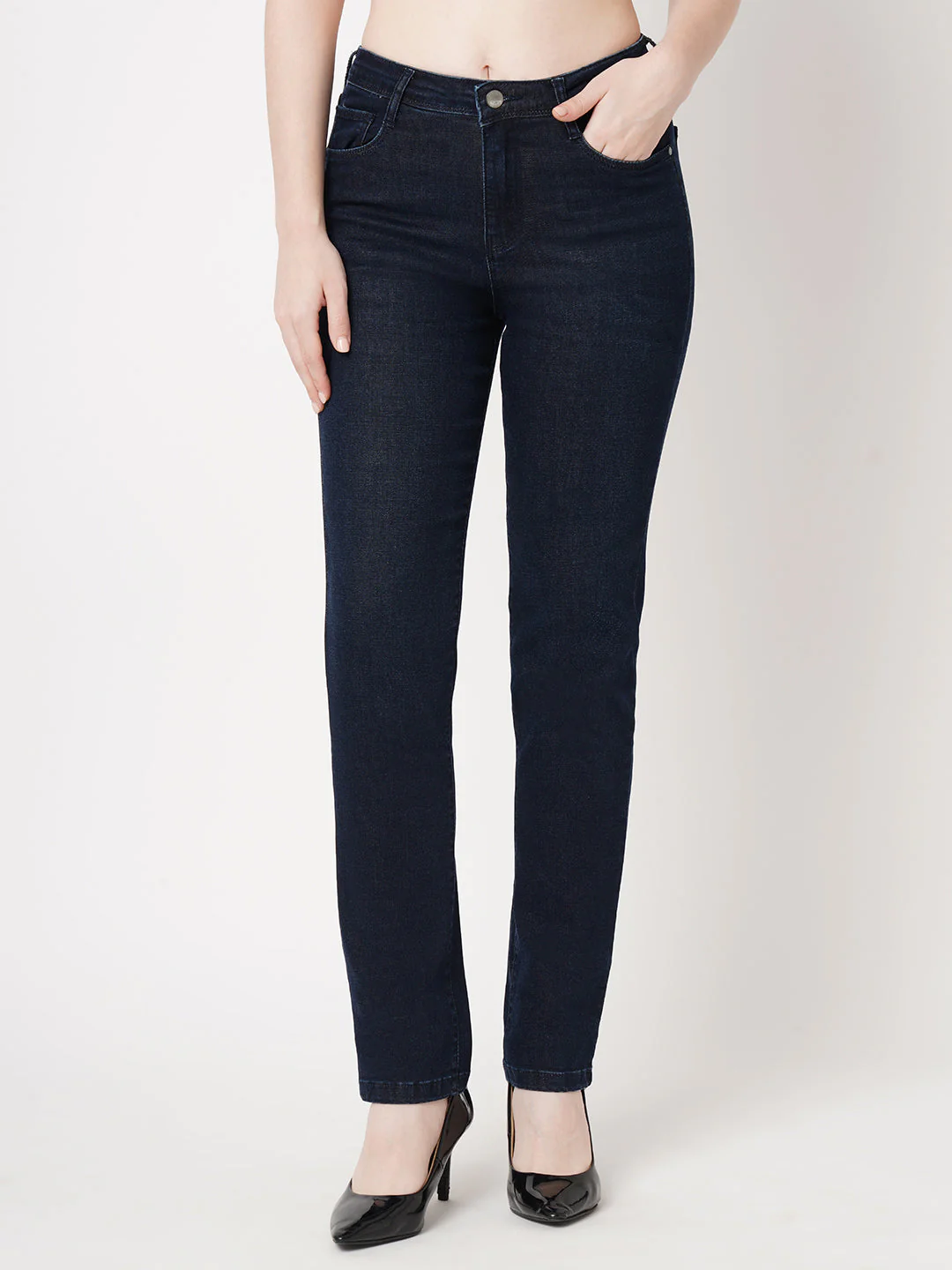 Women High-Rise Snug Straight Fit Jeans - Image 2