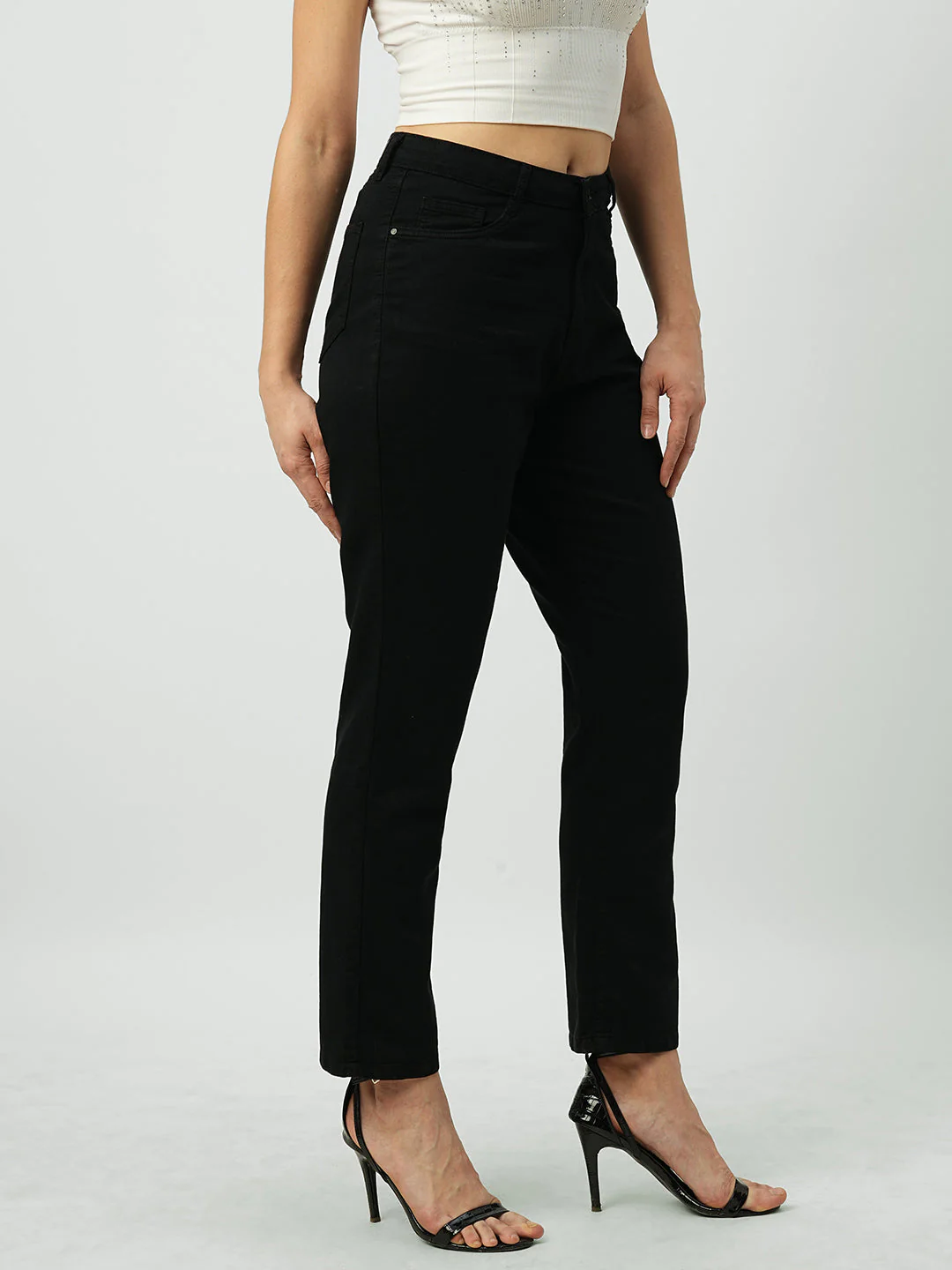 Women Black High-Rise Straight Fit Jeans - Image 5