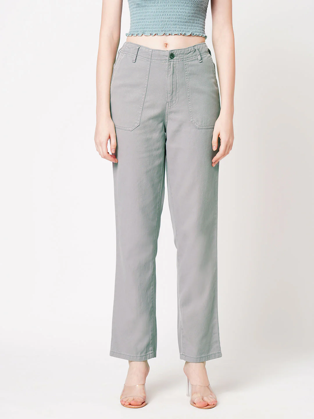 Women Grey High-Rise Straight Fit Jeans - Image 2