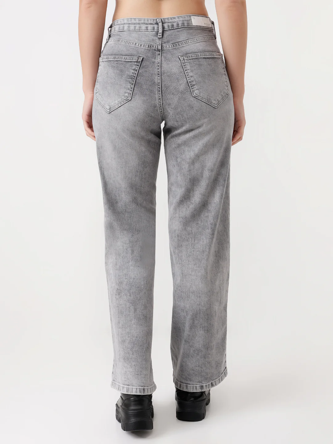 Women Grey High-Rise Wide Leg Jeans - Image 3